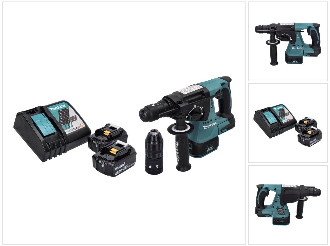 Makita Akku-Bohrhammer DHR 243 RF Akku Bohrhammer 18 V SDS plus Brushless + 2x Akku 3,0 Ah