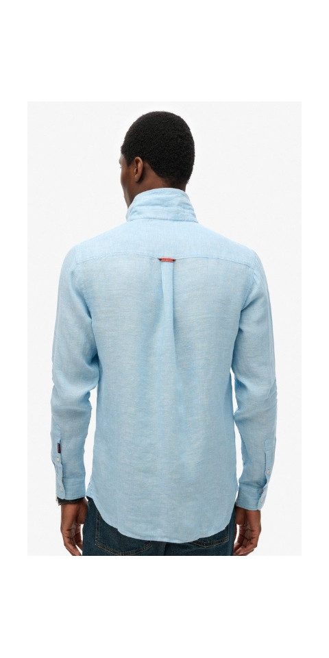 Superdry Leinenhemd SD EMB VACATION LS LINEN SHIRT SEA BLUE CHAMBRAY