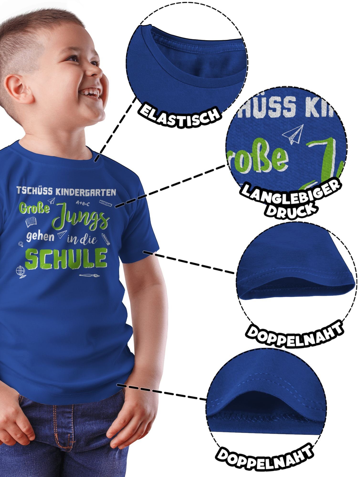 2 in Große Royalblau Junge T-Shirt Geschenke die gehen Jungs Schule Shirtracer Kindergarten Einschulung Schulanfang Tschüss