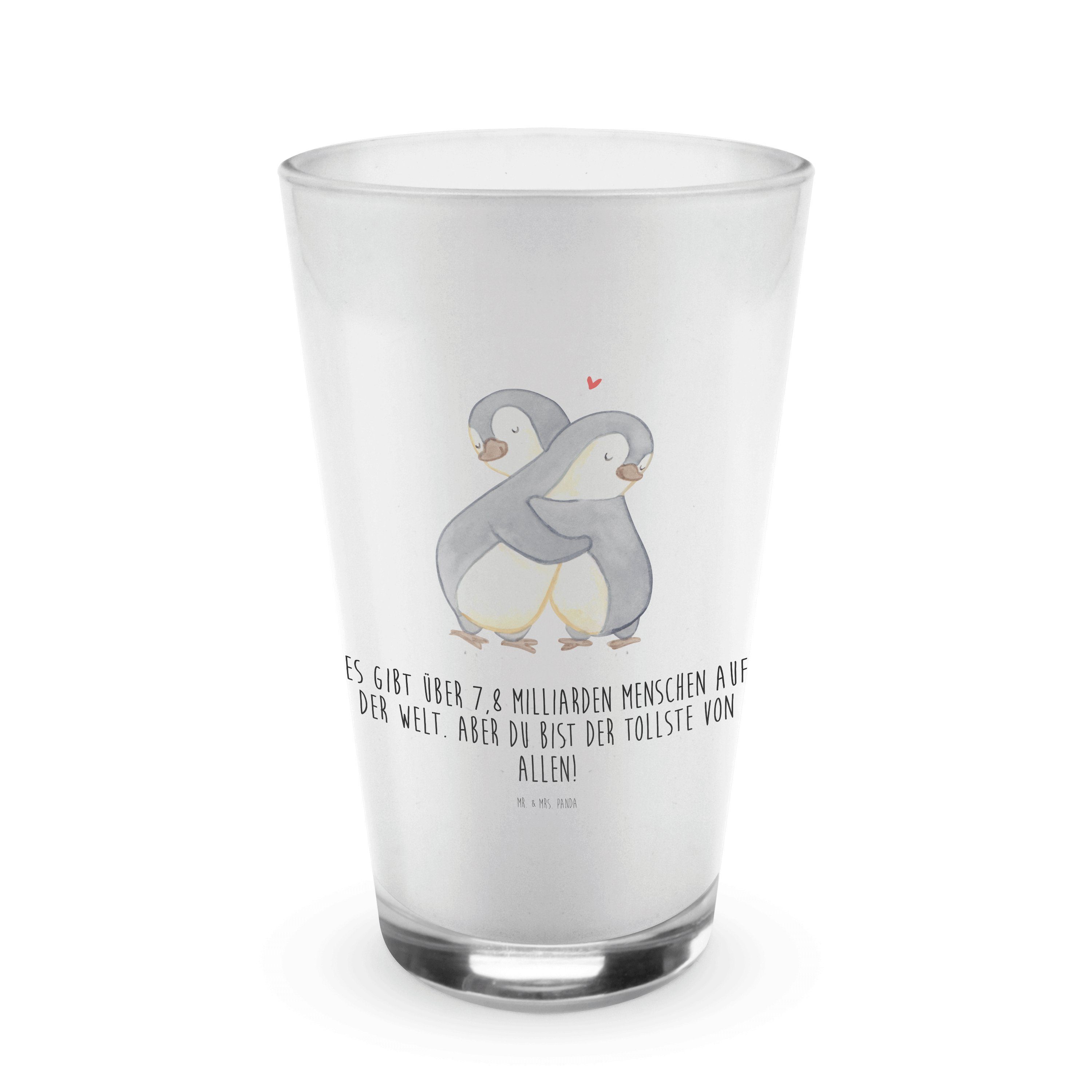 Mr. & Mrs. Panda Glas Pinguine Kuscheln - Transparent - Geschenk, Latte Macchiato, Cappucci, Premium Glas