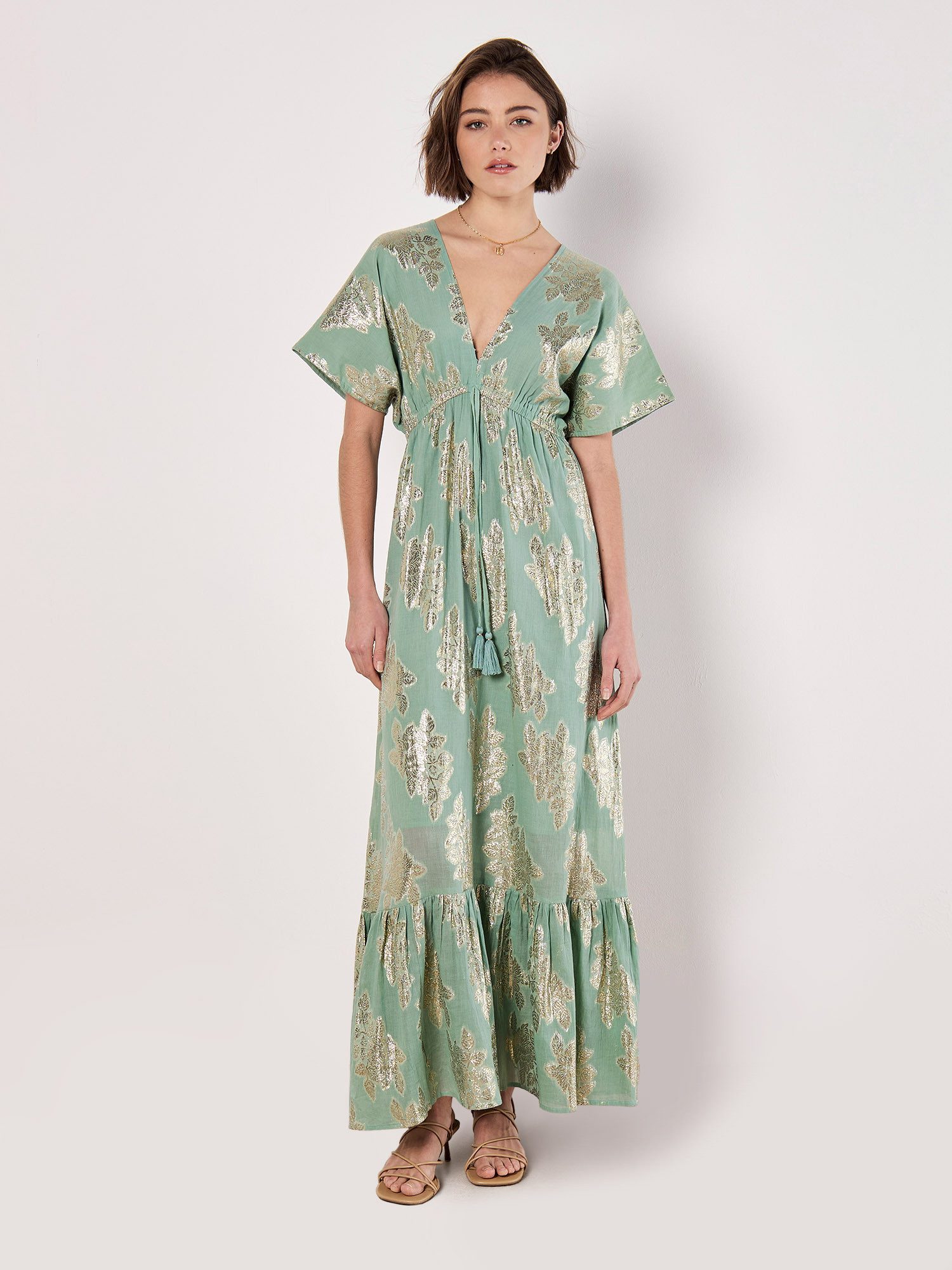 Apricot Maxikleid Geblümtes Maxikleid, mit Fledermausärmeln günstig online kaufen