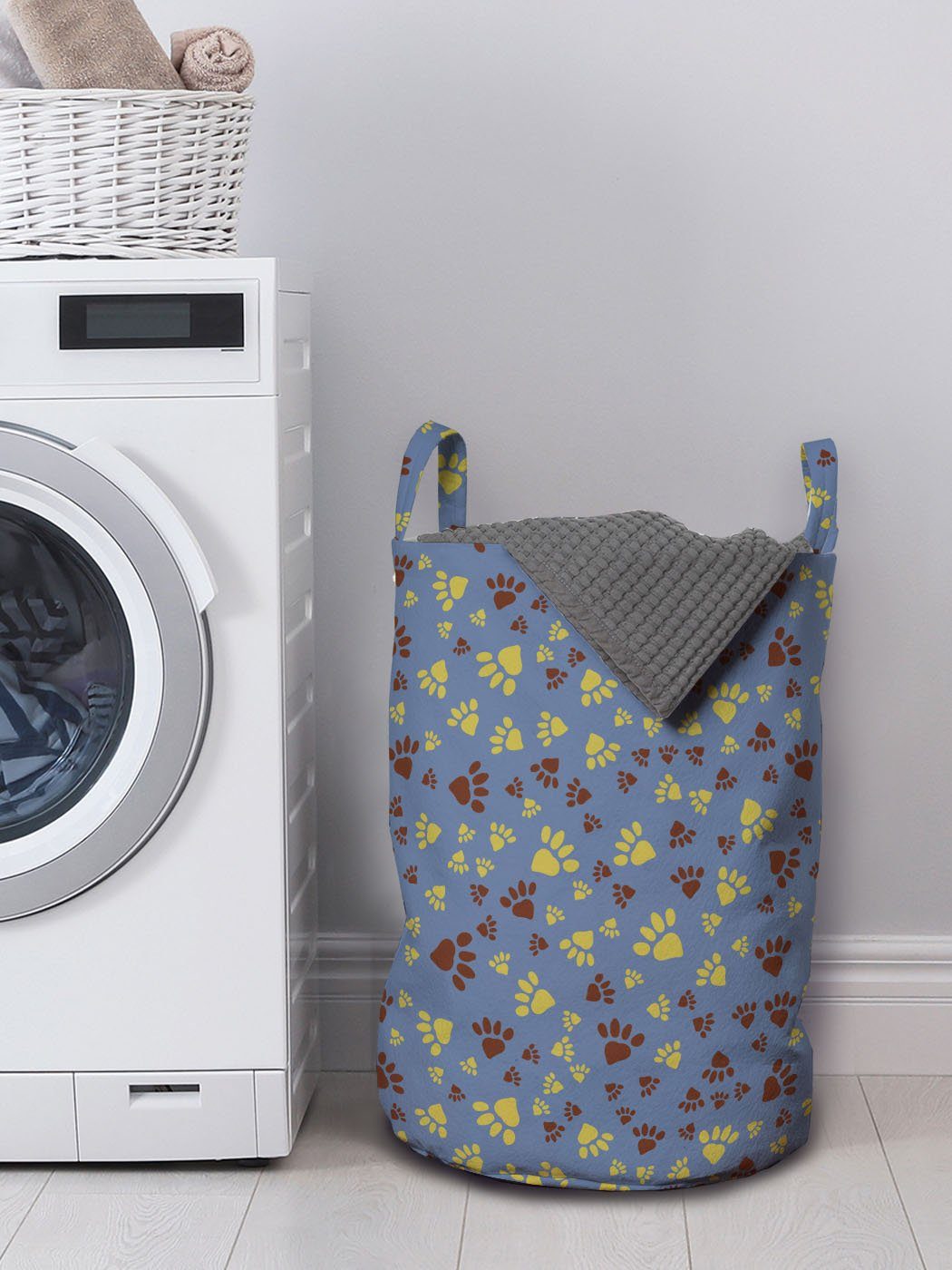 Abakuhaus Wäschesäckchen Wäschekorb Marks für Viele Griffen Fuß Waschsalons, mit Kordelzugverschluss Pfotenabdruck Tierischer