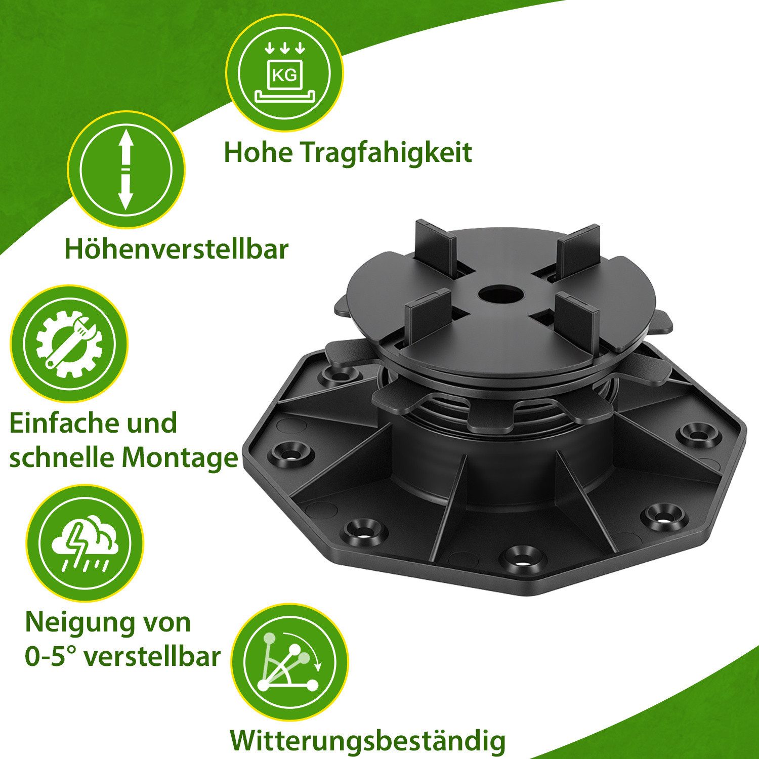 Clanmacy Stellfuß Höhenverstellbare Stelzlager aus Kunststoff für WPC & Platten – Bild 5 von 5