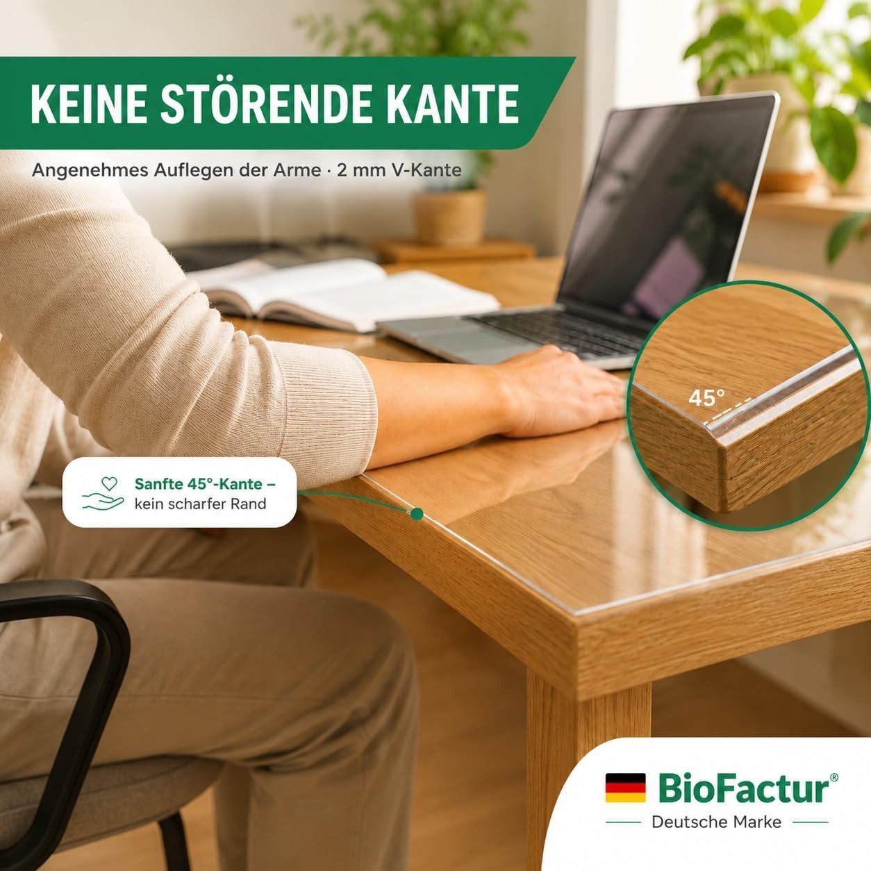Biofactur Tischdecke Tischfolie Rund Transparente Tischschutzfolie Glasklar 2 mm V Kante, Kratzfest, wasserabweisend, abwischbar, pflegeleicht, REACH-konform – Bild 4 von 5