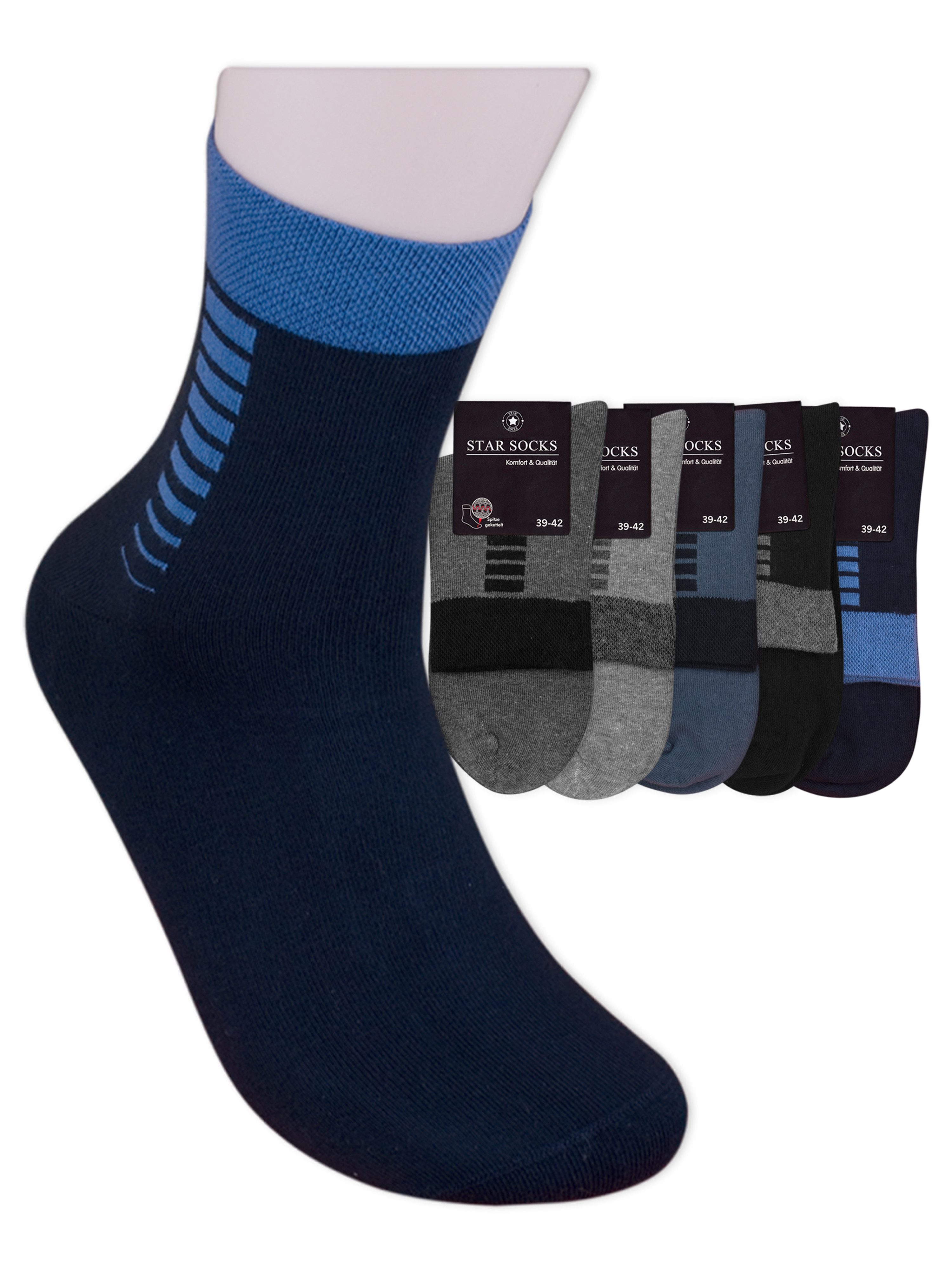 Die Sockenbude Kurzsocken JEANS (Bund, 5-Paar, grau blau) mit Komfortbund o günstig online kaufen