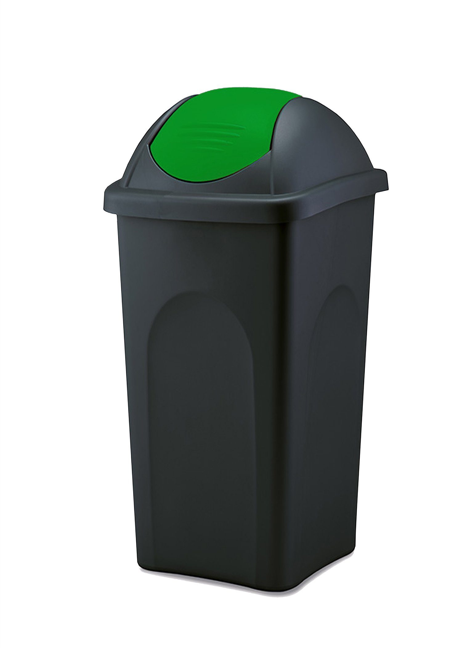 BigDean Mülleimer 30 L groß schwarz Grün Schwingdeckel Müllsammler Abfalleimer