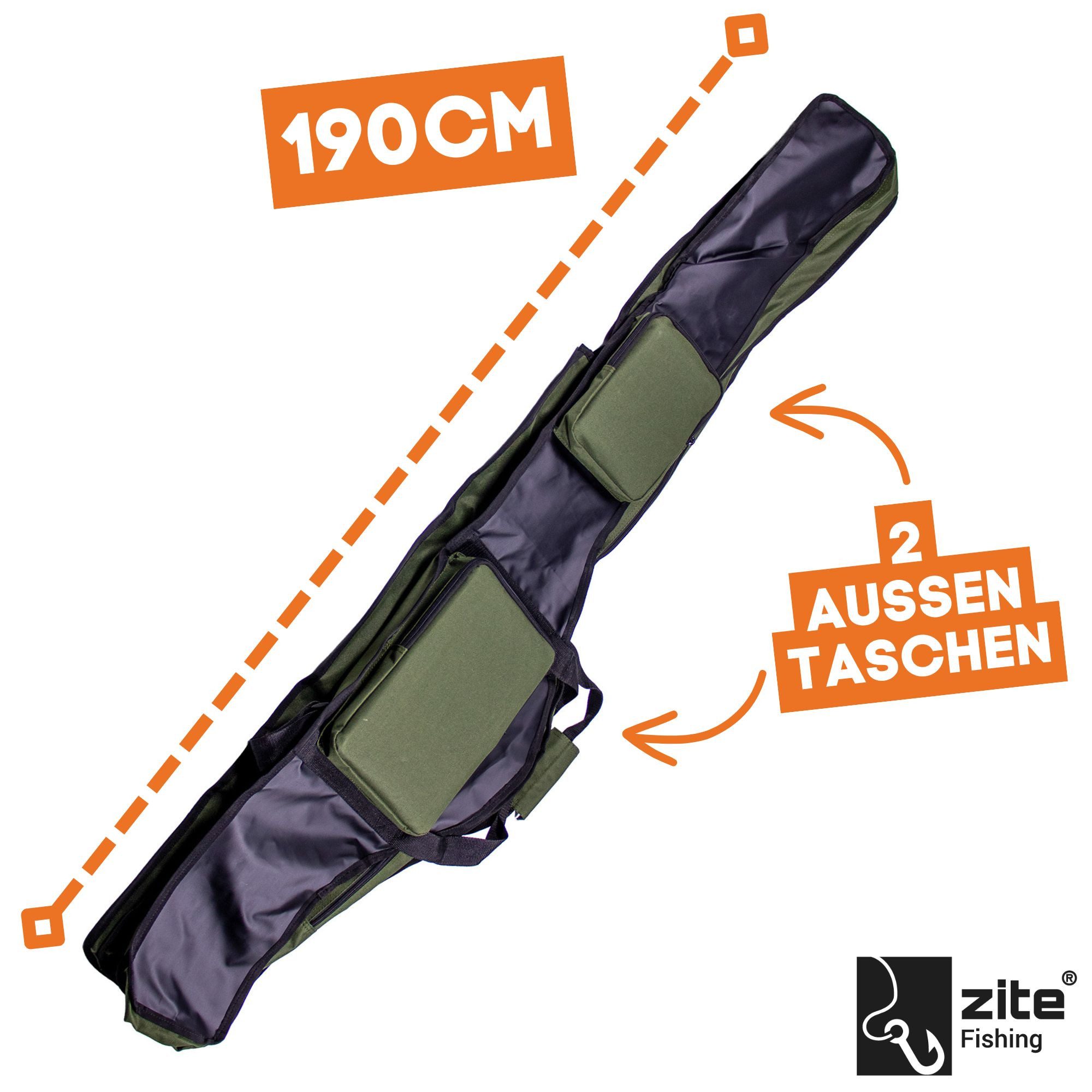 Zite Angelrutentasche Karpfen- & Brandungsruten Rutenfutteral 190cm, 3 Fächer