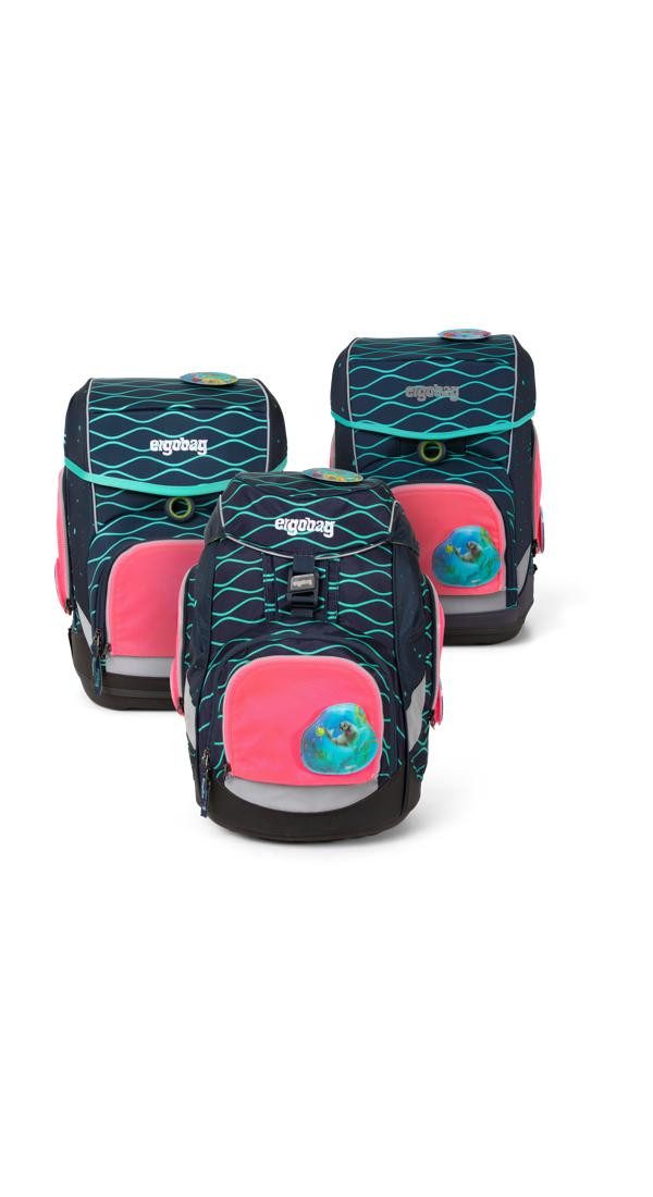 ergobag Schulranzen Fluo Zip Set (3-tlg), reflektierend