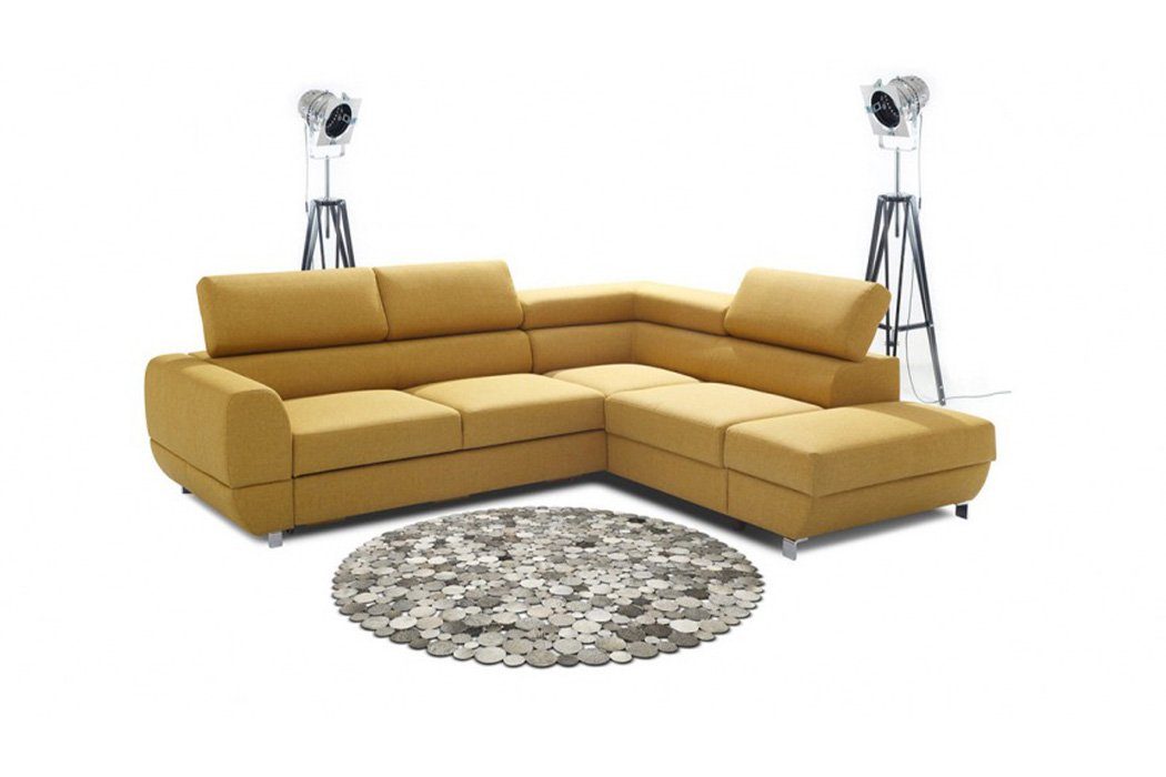 JVmoebel Ecksofa, Stoff Ecksofa Gelb Modern Design Textil Couch Polster L-Form Sofa