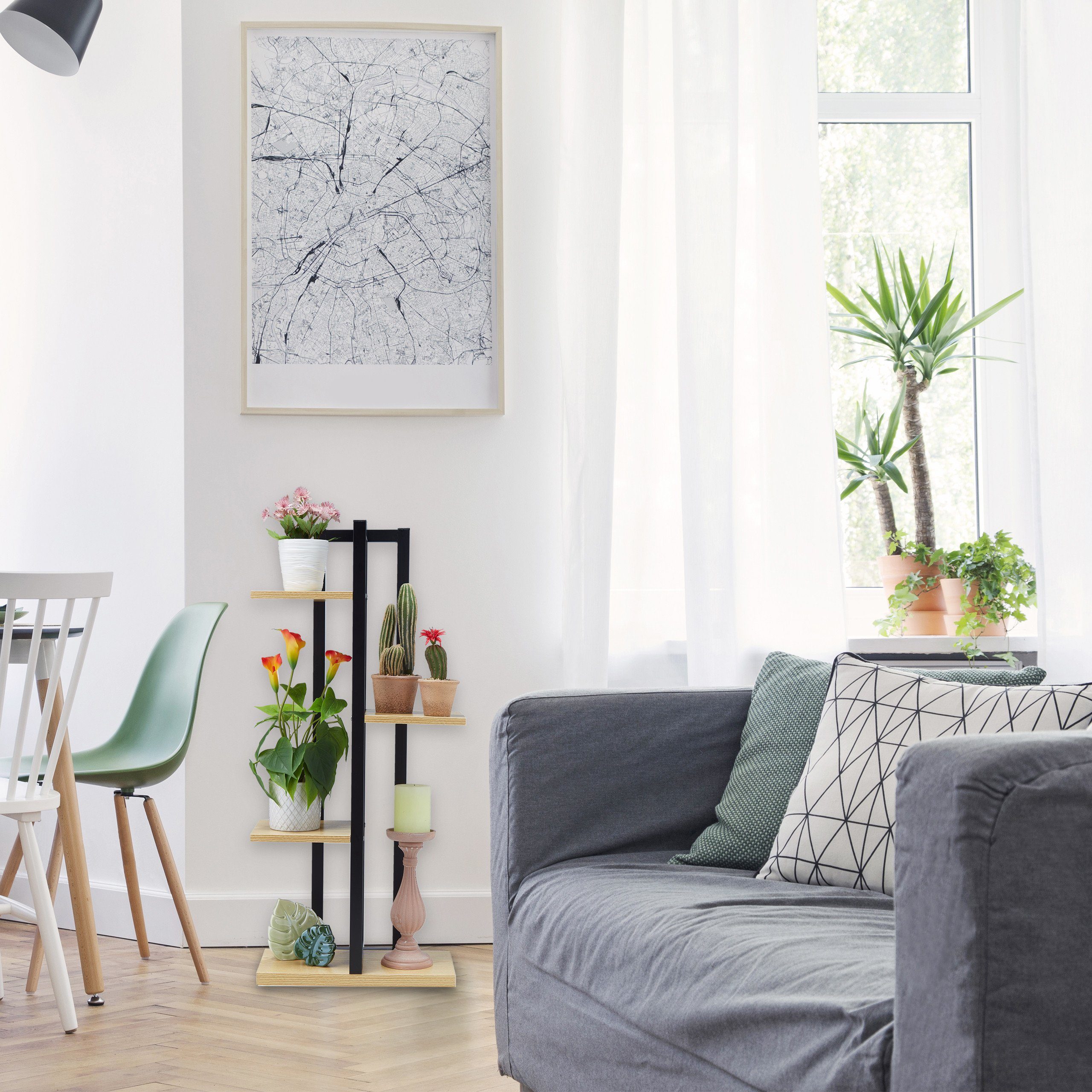 relaxdays Blumenständer Blumenregal Metall, Hellbraun günstig online kaufen