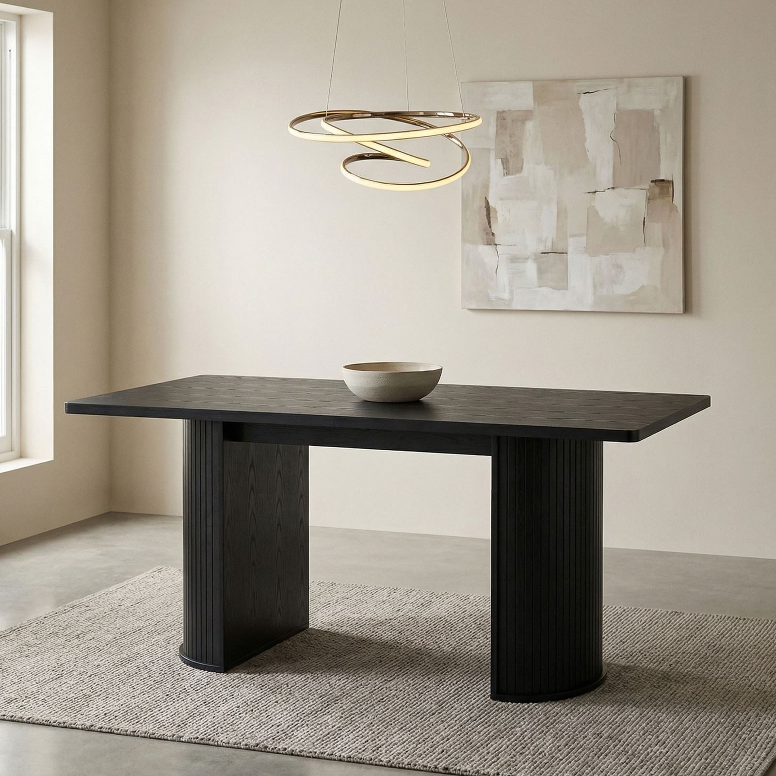 IDIMEX Esstisch GUARDA, Esszimmertisch 160x75cm mit Designfuß in Lamellenoptik MDF Schwarz