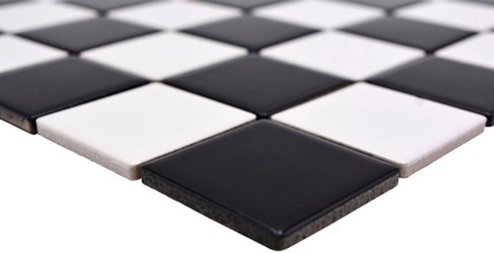 Thumbnail - Mosani Mosaikfliesen Keramikmosaik Mosaikfliesen mix schwarz weiß matt / 10 Matten