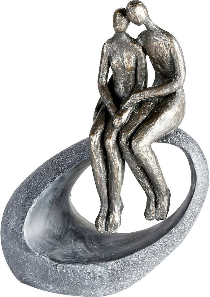 Casablanca by Gilde Dekofigur Skulptur Moment, bronzefarben/grau (1 St),  Dekoobjekt, Höhe 27, Pärchen, mit Spruchanhänger, Wohnzimmer