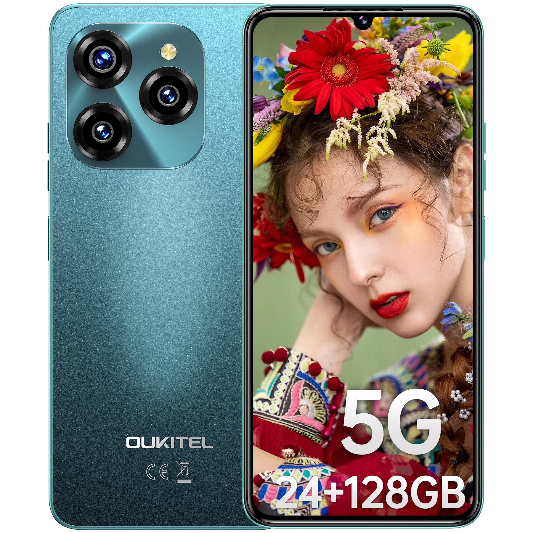 OUKITEL C50 24GB+128GB/1TB TF 5G Smartphone (17,27 cm/6.8 Zoll, 128 GB Speicherplatz, 50 MP Kamera, 5G handy, 6.8" HD+ 90Hz, 5150mAh, 50MP, GPS, OTG)