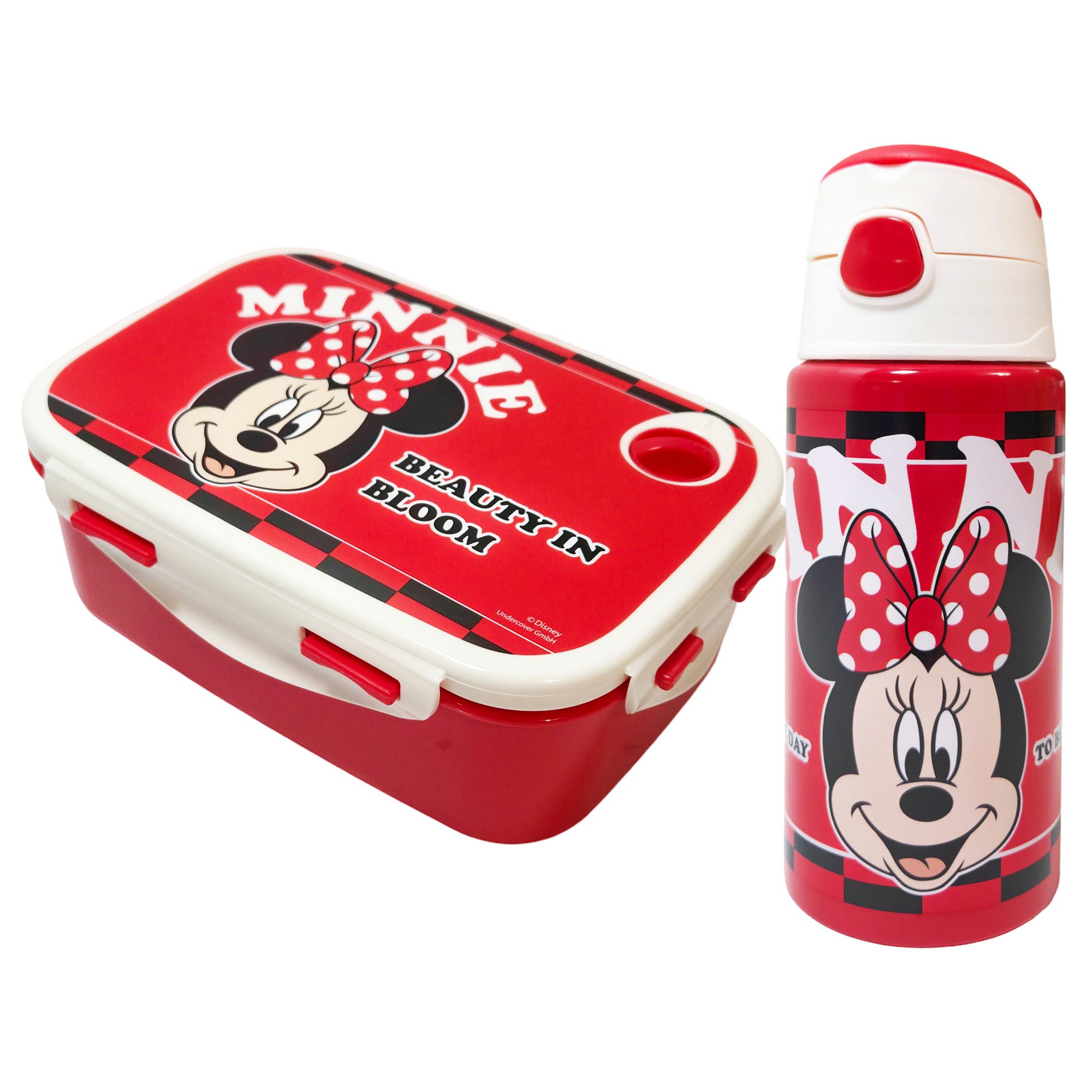 Disney Lunchbox Disney Minnie Maus 2 teiliges Set Brotdose Alu-Trinkflasche 500 ml, (2-tlg., Spar-Set)