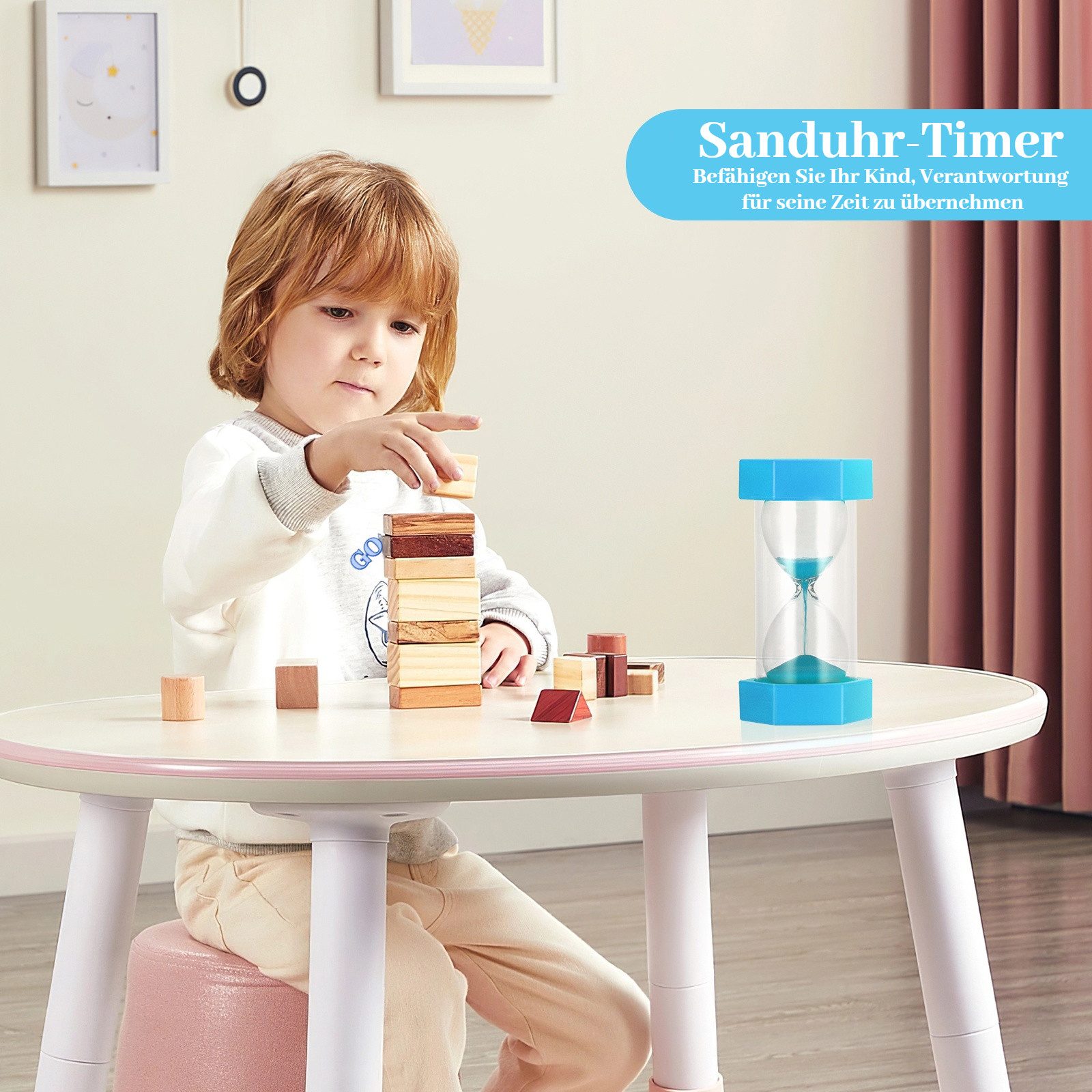 BlingBin Sanduhr 6 Stück Bunter Sanduhren für Kinder,Farbtimer, Zeitmesser Sanduhren Sanduhren Set 1/3/5/10/15/30 Minuten Geeignet für Küche, Zuhause – Bild 5 von 5