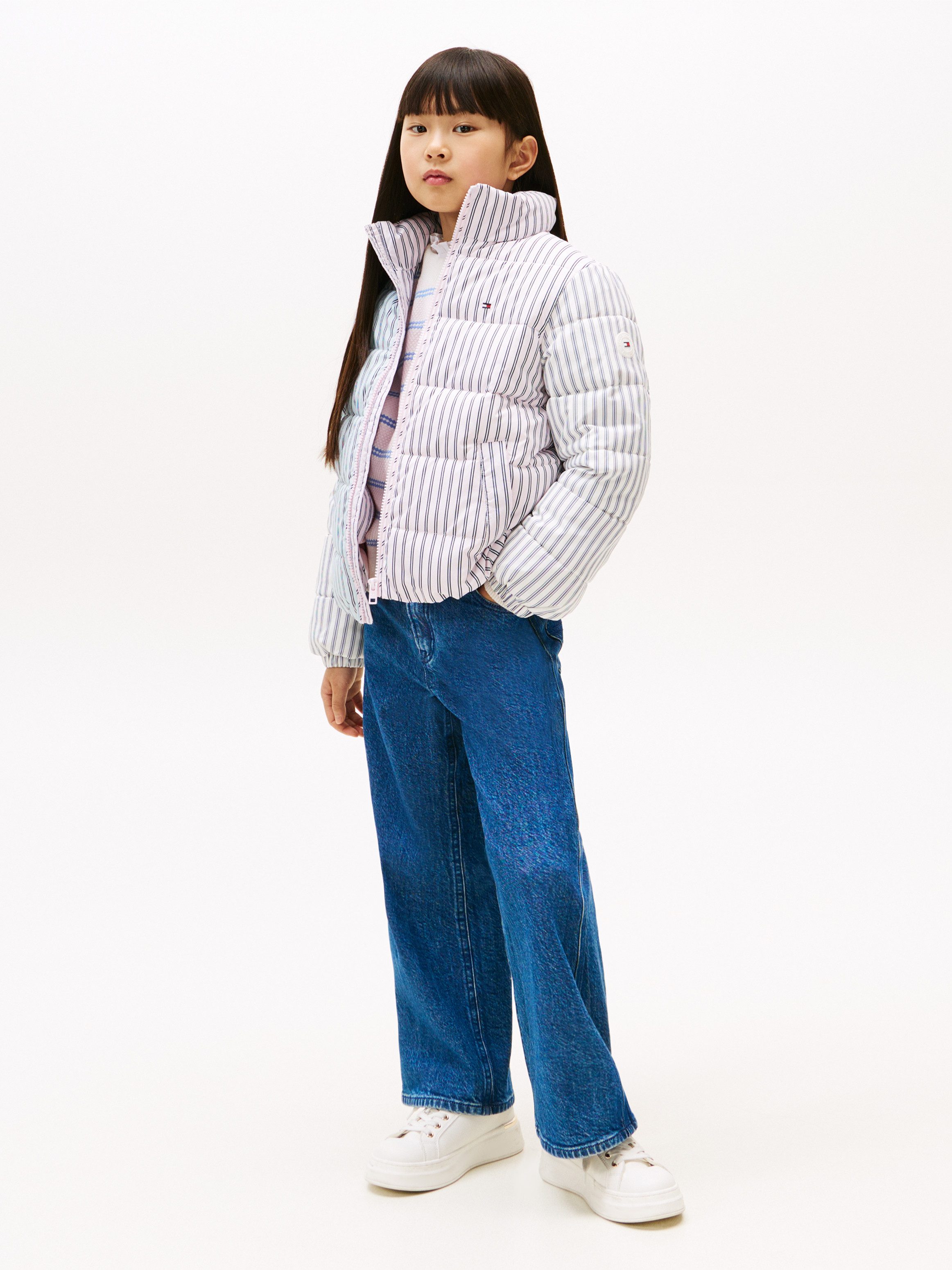 Tommy Hilfiger Steppjacke MIX STRIPE PUFFER für Kinder bis 16 Jahre, cooles Streifen-Design