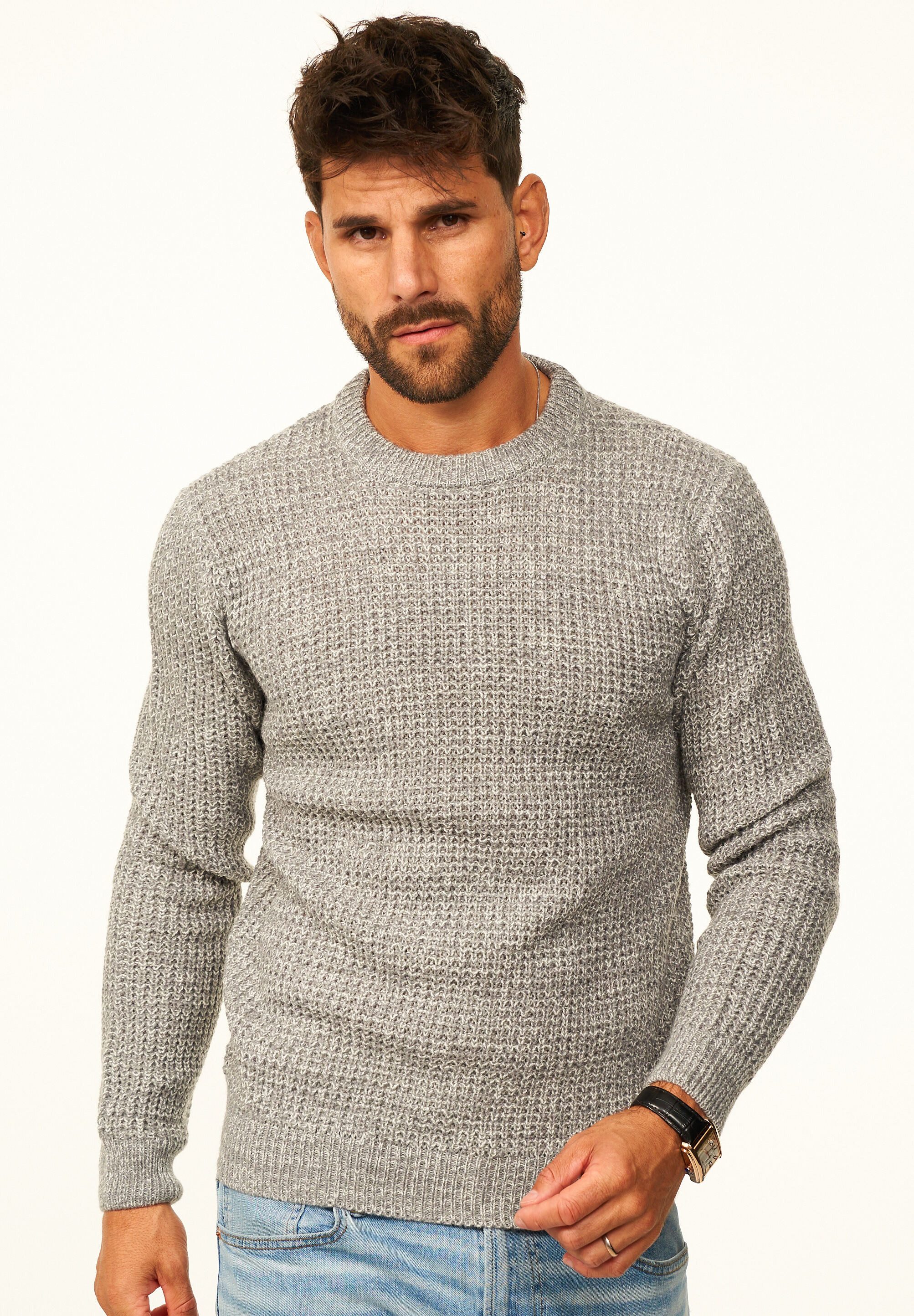 SOULSTAR Strickpullover als Grobstrick Crew Neck Pulli für Herren Männer Winterpullover als Rundhalspullover - Regular-Fit