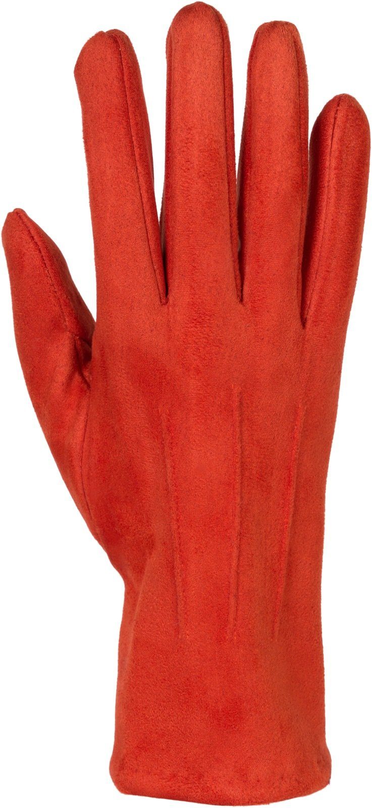 Touchscreen Einfarbige Handschuhe Orange styleBREAKER Ziernähte Fleecehandschuhe