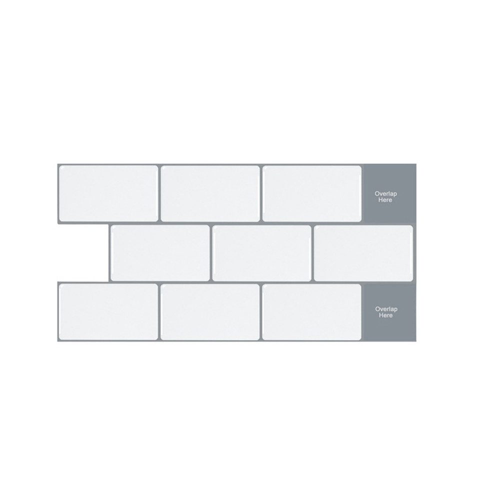 Agger Fliesenaufkleber 3D-Wandfliesenaufkleber, selbstklebend, wasserdicht, Spritzschutz (10 St), für Küche, Badezimmer, Wand, 30,5 x 15,3 cm, 10 Bögen