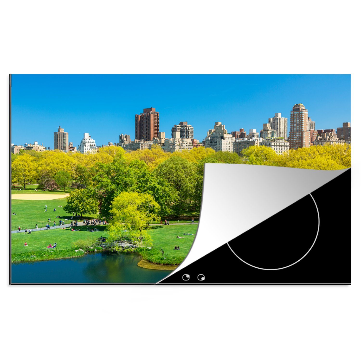 MuchoWow Herdblende-/Abdeckplatte New York - Central Park - Sommer, Vinyl, (1 tlg), 81x52 cm, Induktionskochfeld Schutz für die küche, Ceranfeldabdeckung