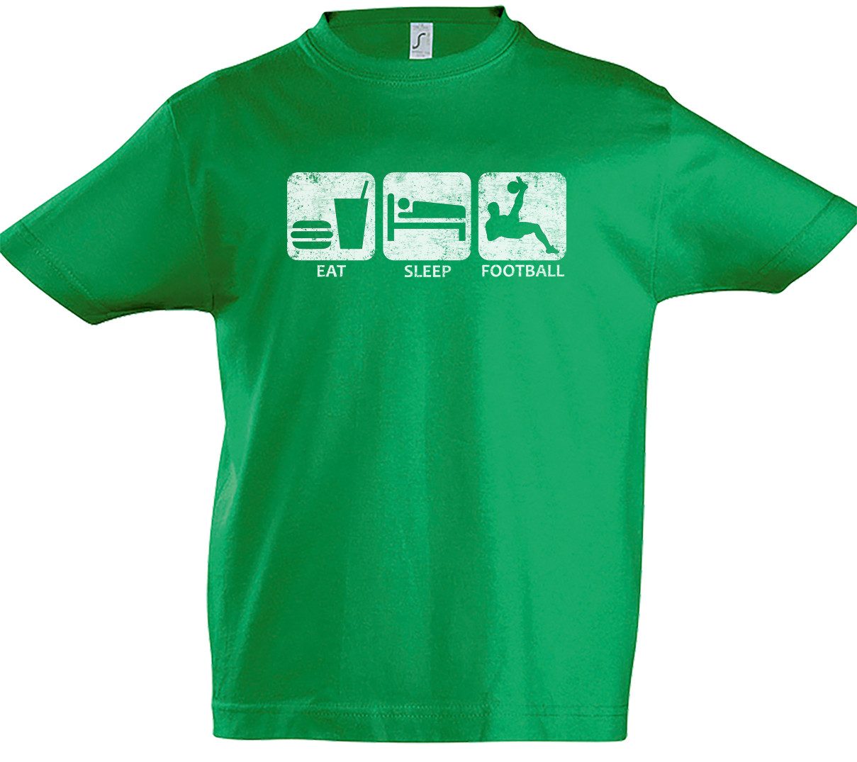 Urban Backwoods Print-Shirt Eat Sleep Football Kinder T-Shirt Fussball Fußball Soccer EM WM Team (1-tlg) Liebe Love Verein Spieler