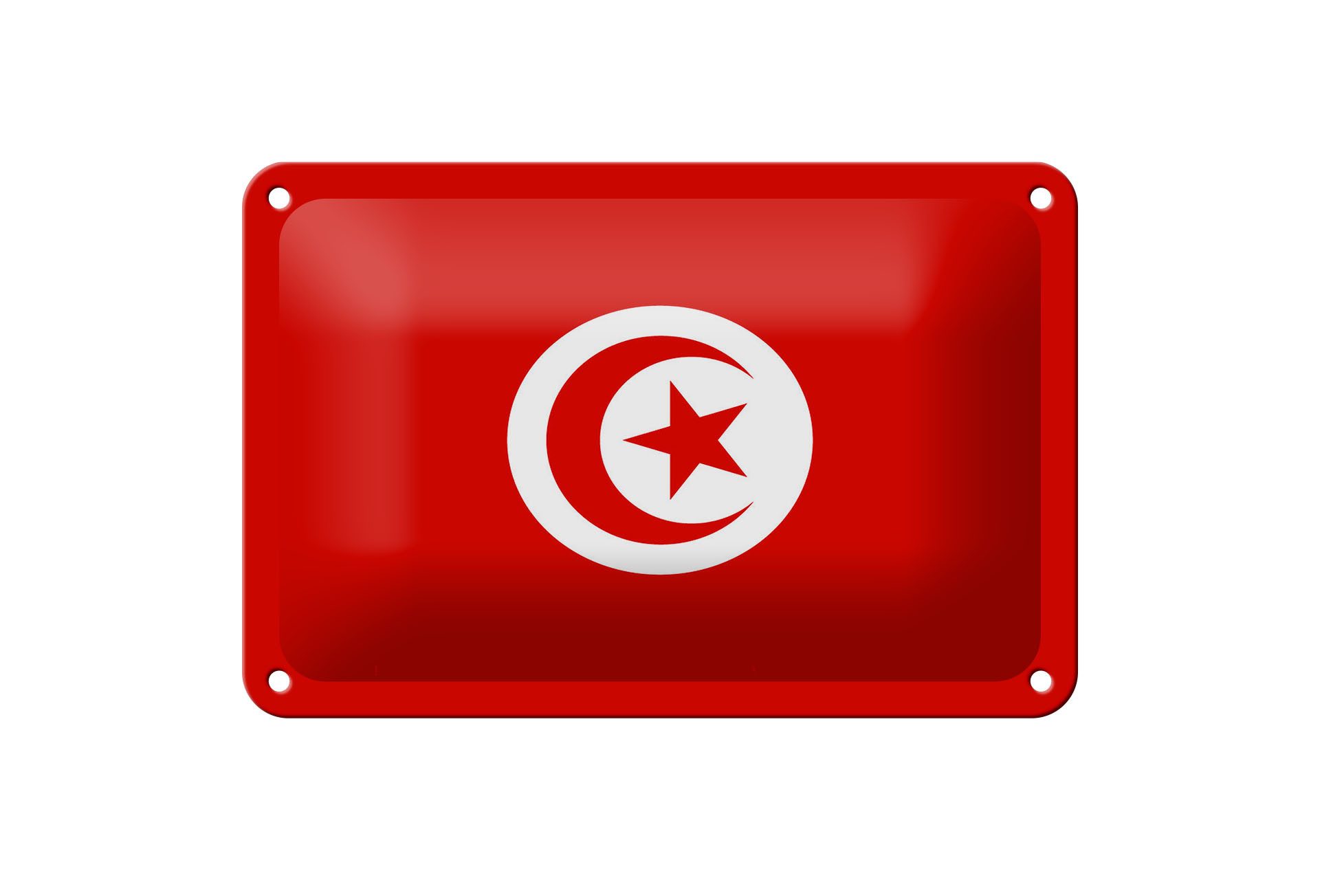 Femer GmbH Metallschild Flagge Tunesiens 18x12cm Flag of Tunisia, (1 St), gewölbte Oberfläche, abgerundete Ecken, umgeschlagene Kanten