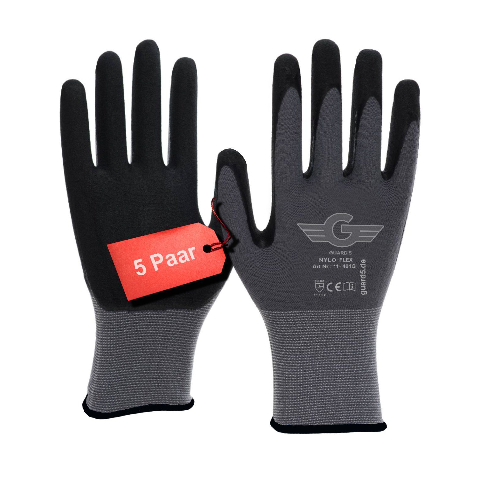 GUARD 5 Arbeitshandschuhe 5/12/24 Paar - geeignet für Bau, Montage, Gartena günstig online kaufen