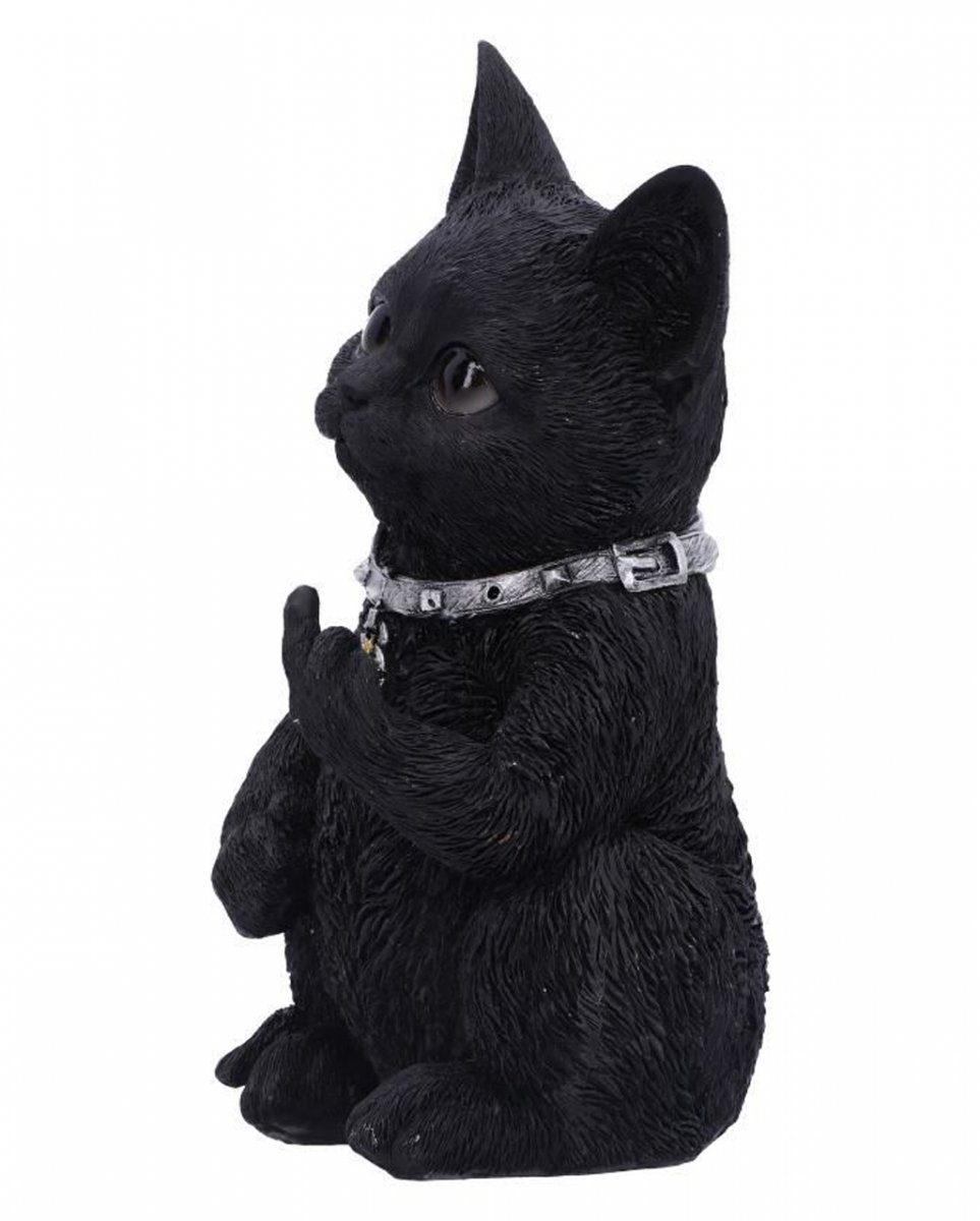 Horror-Shop Dekofigur Freche Cattitude Katze zeigt Mittelfinger als Goth günstig online kaufen