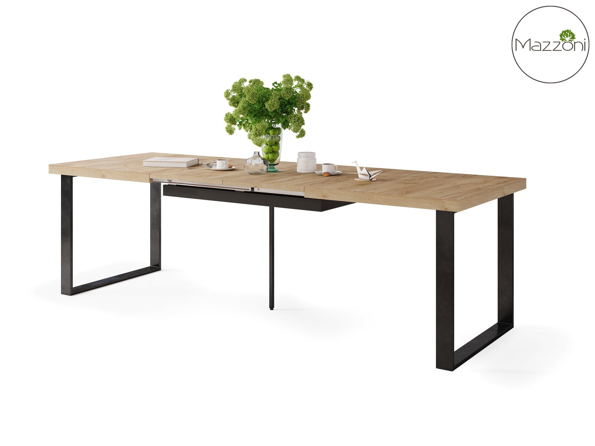 Esstisch Schwarz cm 310 Eiche Tisch Mazzoni Design 160 matt bis ausziehbar gold Esstisch - Avella
