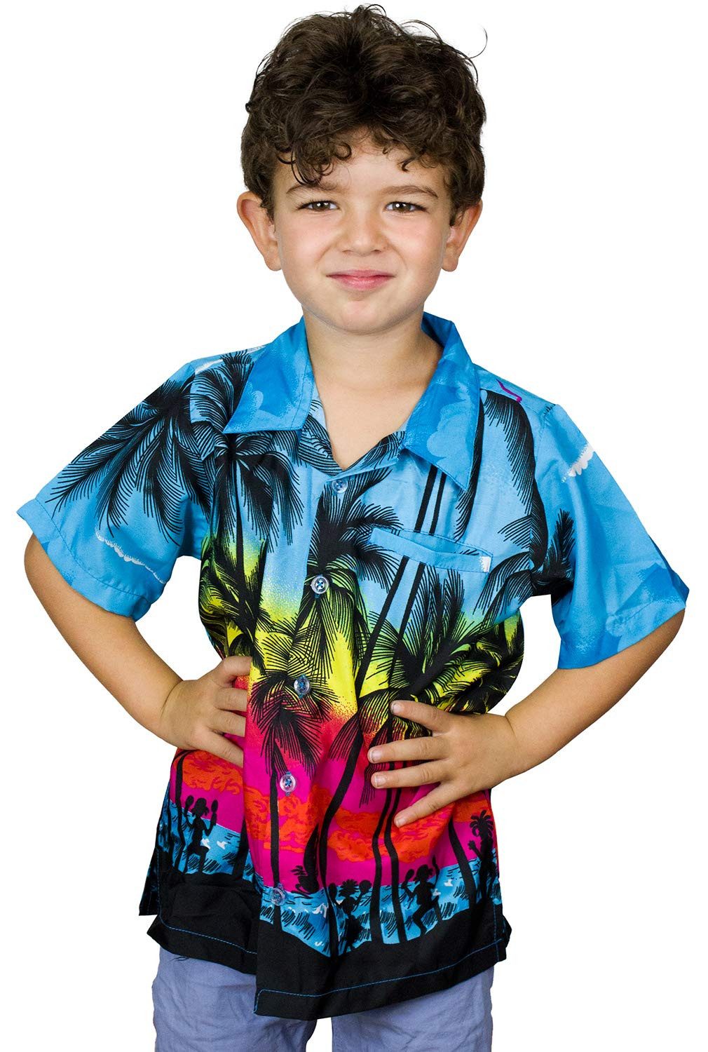 King Kameha Hawaiihemd Beach Kids Funky Hawaii-Hemd Kinder Kurzarm Front-Tasche Unisex