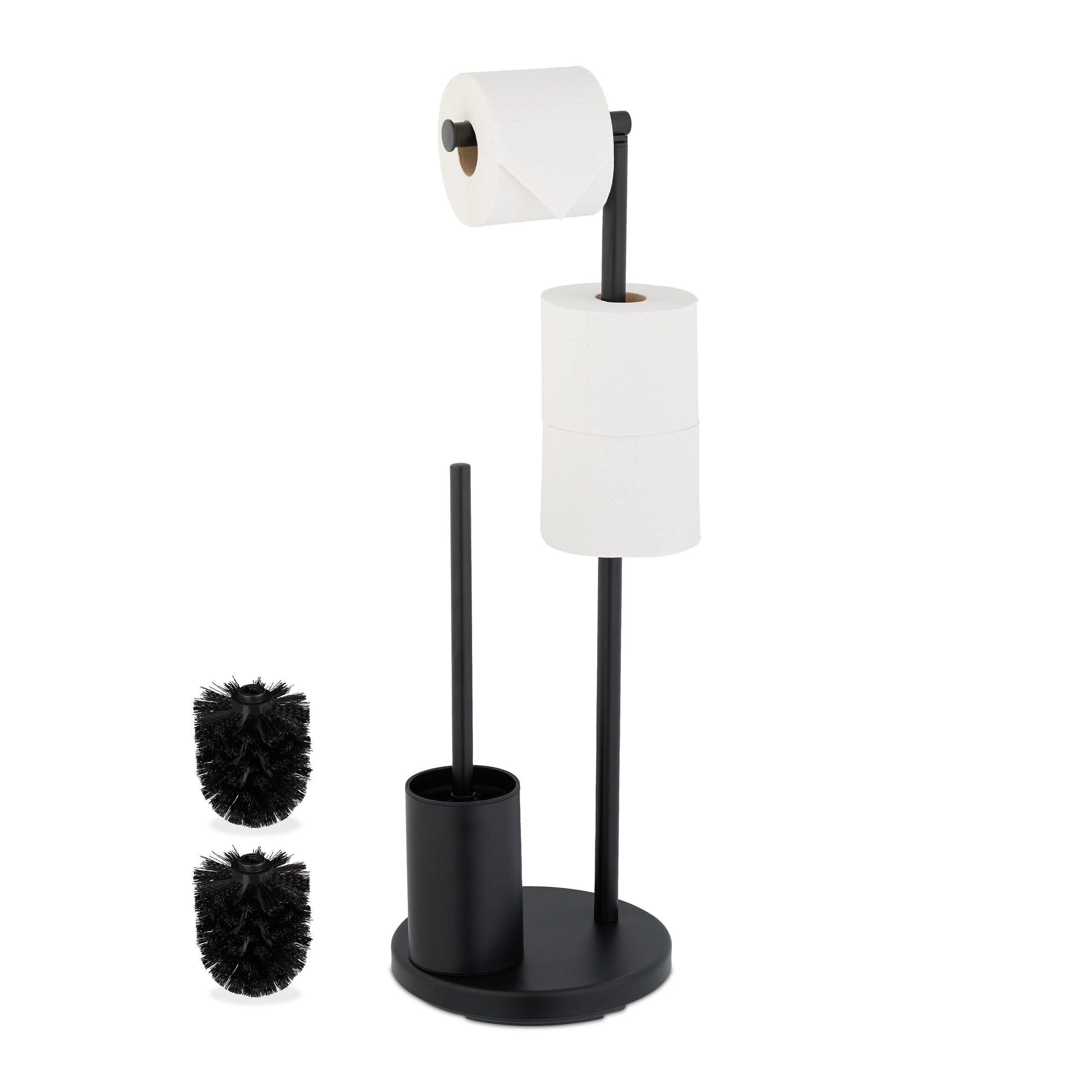 relaxdays WC-Garnitur mit Toilettenpapierhalt, schwarz günstig online kaufen