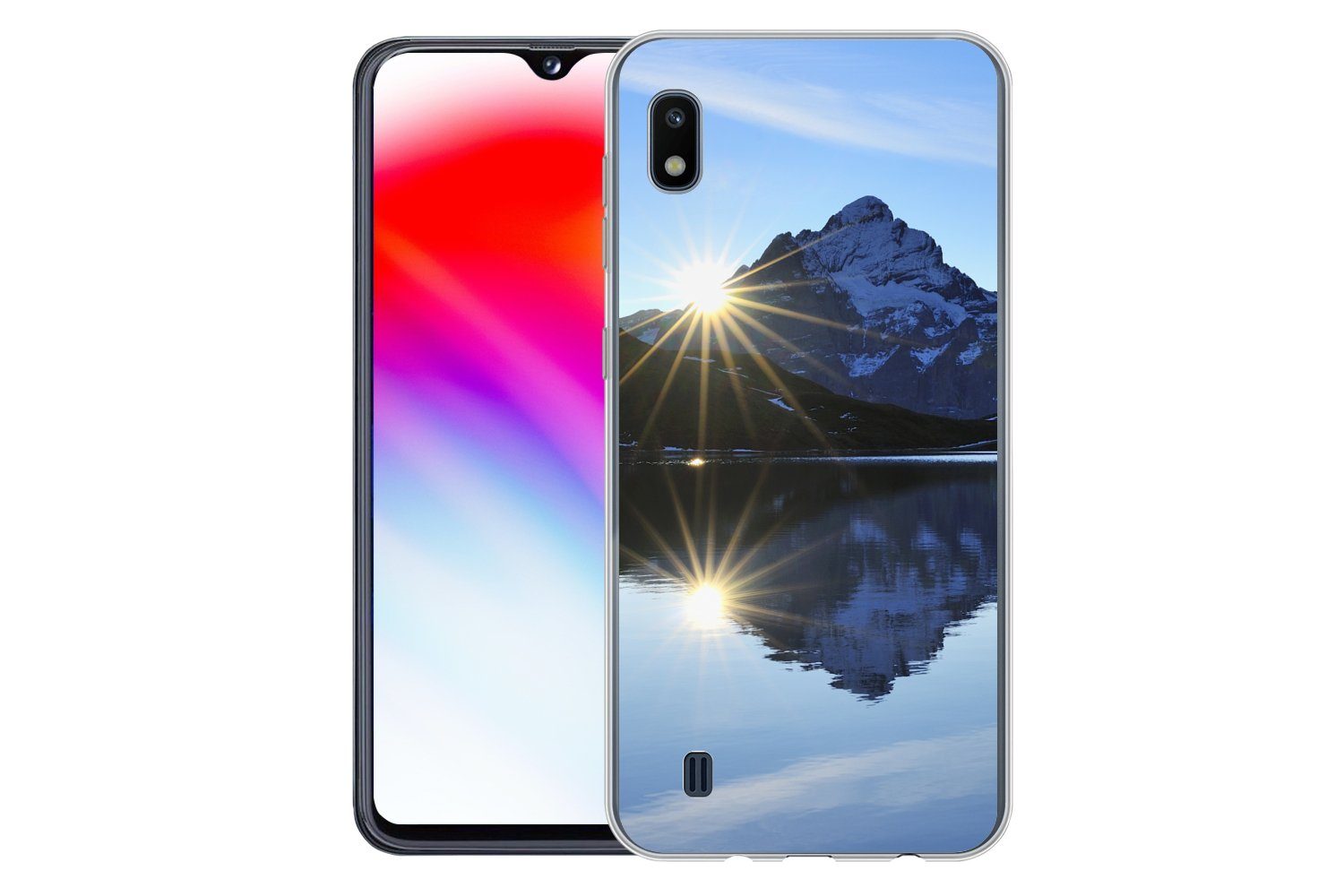 MuchoWow Handyhülle für Samsung Galaxy A10 Alpen - Berg - Wasser - Schnee, Smartphone-Bumper, Print, Handy Schutzhülle Dünn
