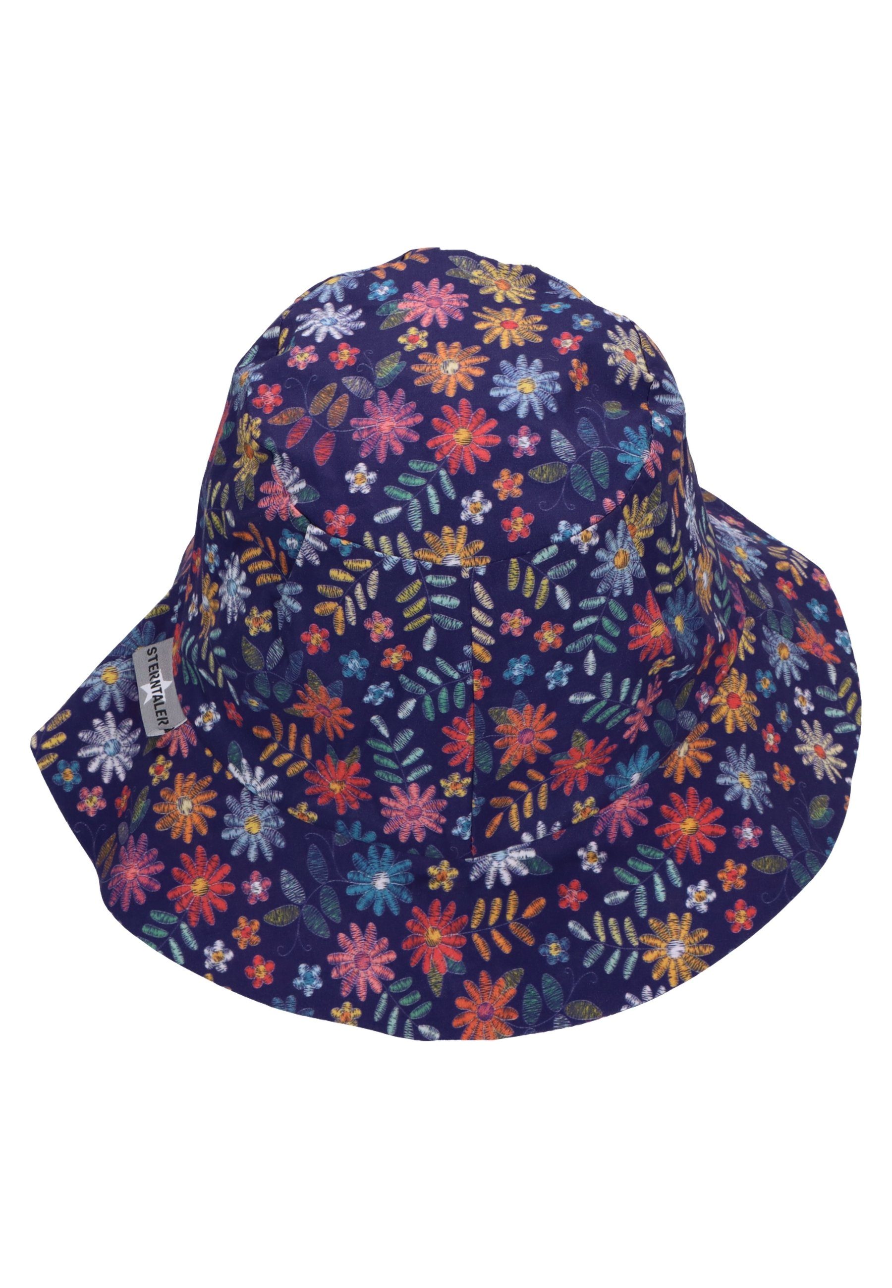 Baumwolle mit (1-St., aus mit Sonnenhut (Bio) Blumen 50+ Einfarbig) aus Hut UV-Popeline Sterntaler® süßen UV-Schutz Schlupfmütze Kindermütze Motiven