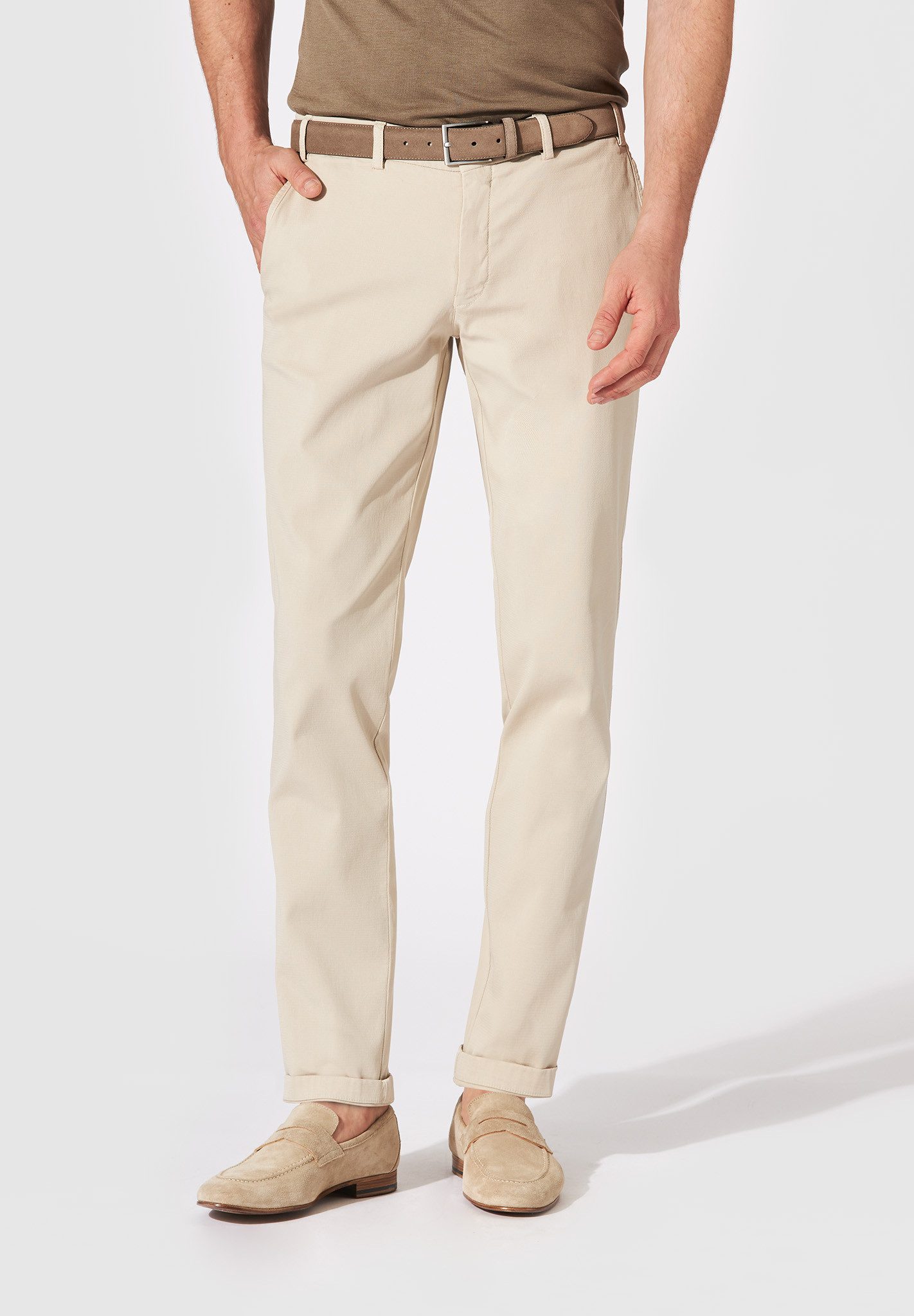 Chinos Tamo Chino Hose Herren Slim Fit Stretch Baumwolle, hellbeige, 27