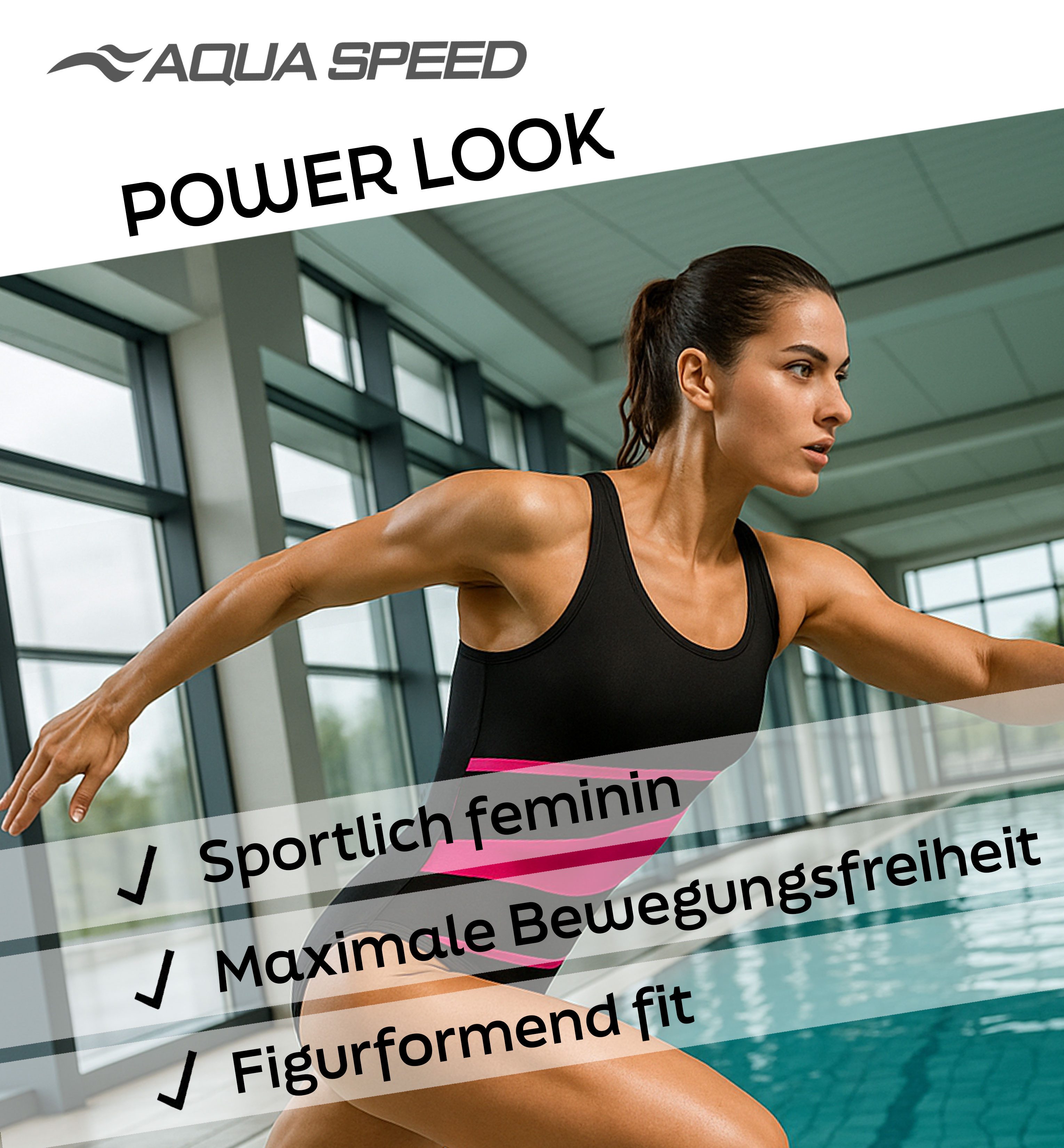 Aqua Speed Badeanzug STELLA sportlicher Damen Badeanzug Einteiler Soft Cups Racerback