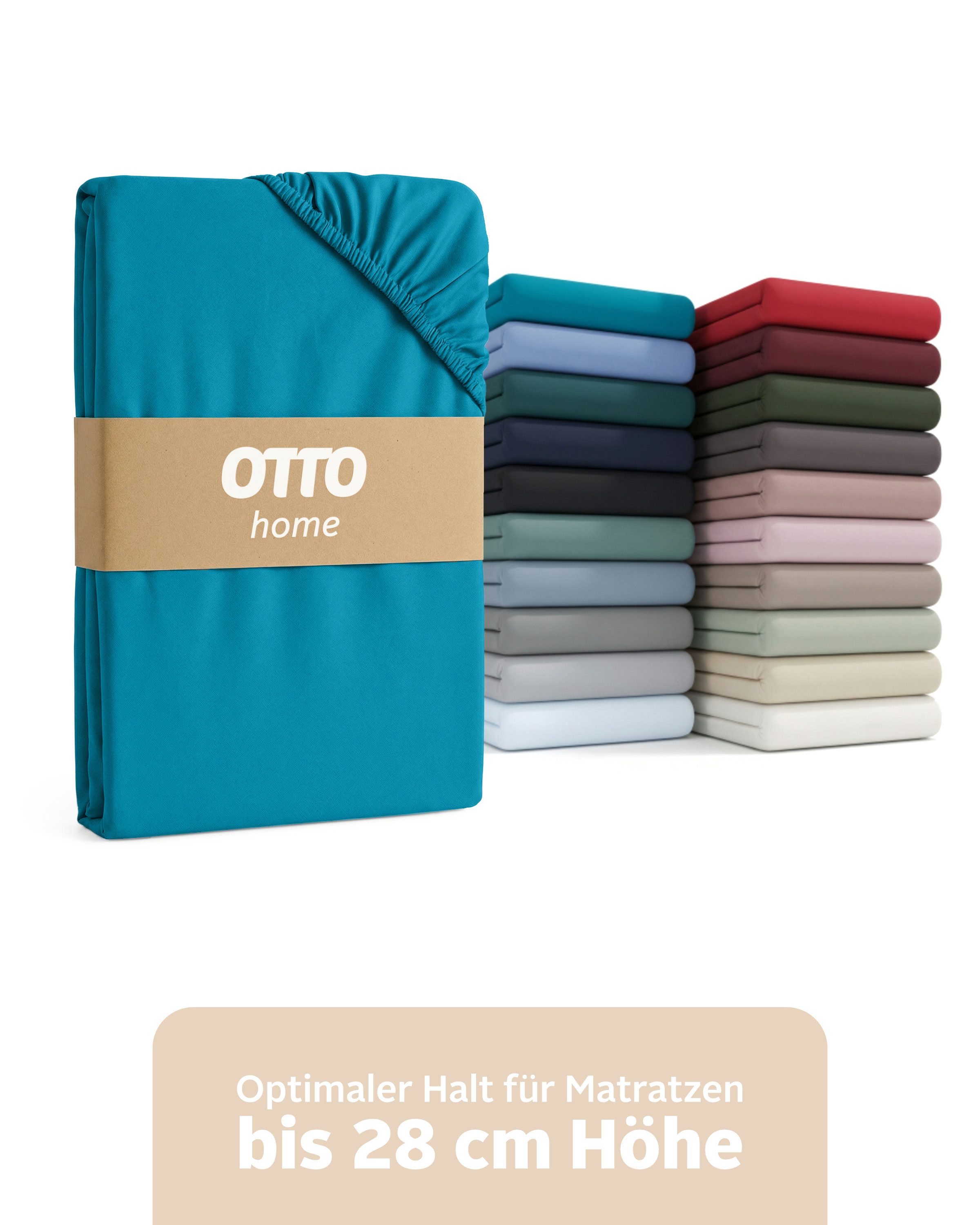 OTTO home Spannbettlaken BLACKBERRY in PREMIUM und BASIC Qualität, 100% Baumwolle, Jersey (160 g/m), Gummizug: rundum, (1 Stück), für hohe Matratzen bis 28 cm, Bettlaken, Spannbetttuch, Boxspring