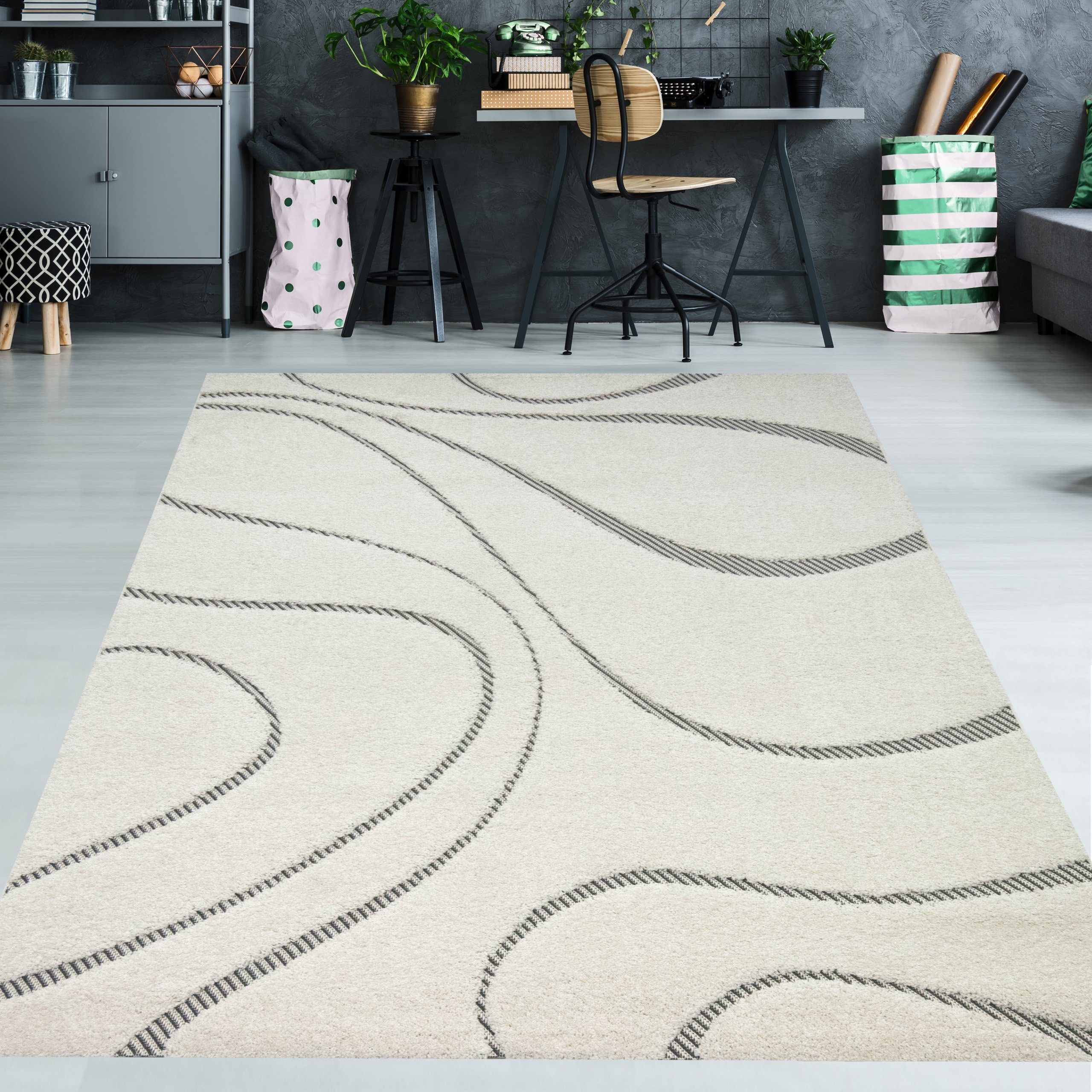TeppichHome24 Teppich Flauschiger Teppich mit creme, rechteckig günstig online kaufen