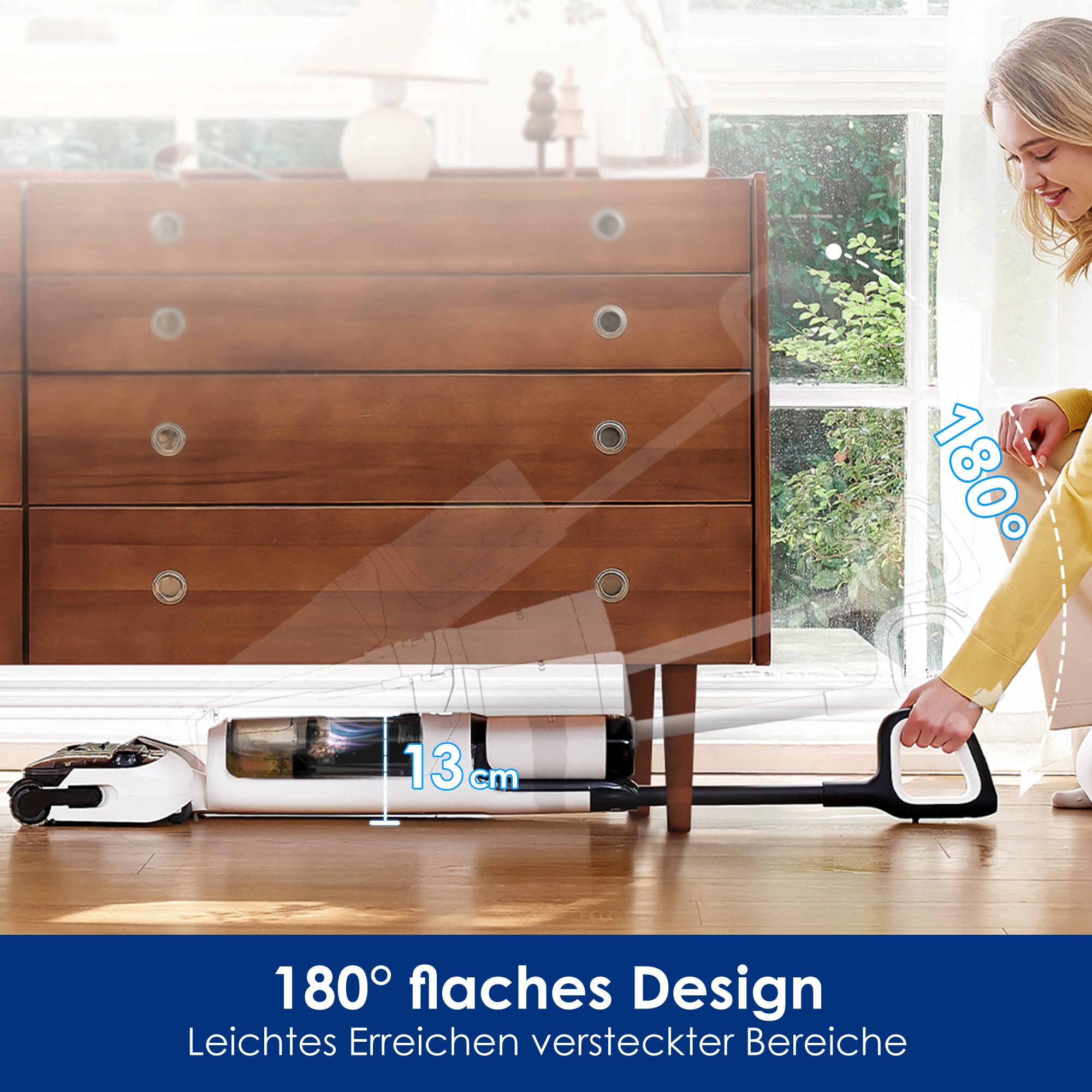 Tineco Nass-Trocken-Sauger Floor One S5 Stretch Extreme, 180° Neigung, Selbstreinigung, 220 W, beutellos, 40 Min Akku, automatische Anpassung der Suagleistung, Tierhaarfilter