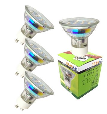 TRANGO LED Deckenleuchte, Dimmfunktion, 4-flammig 3178SD LED Deckenleuchte in Eckig *SAM* inkl. 4x 5 Watt 3 Stufen dimmbar GU10 LED Leuchtmittel 3000K warmweiß mit satinierten Glas-Lampenschirme, Deckenlampe, Wandleuchte, Badlampe