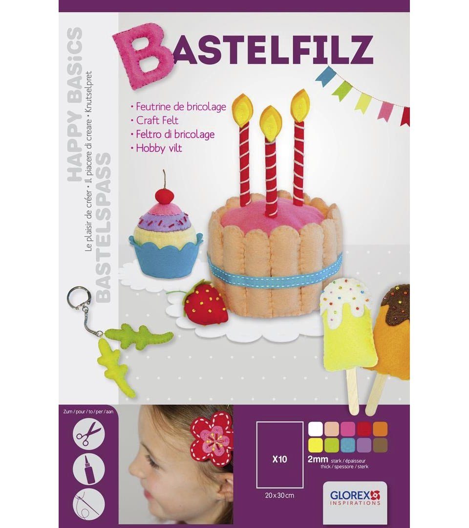 Glorex Bastelnaturmaterial Glorex Bastelfilz bunt 20 x 30 cm, 10 Stück