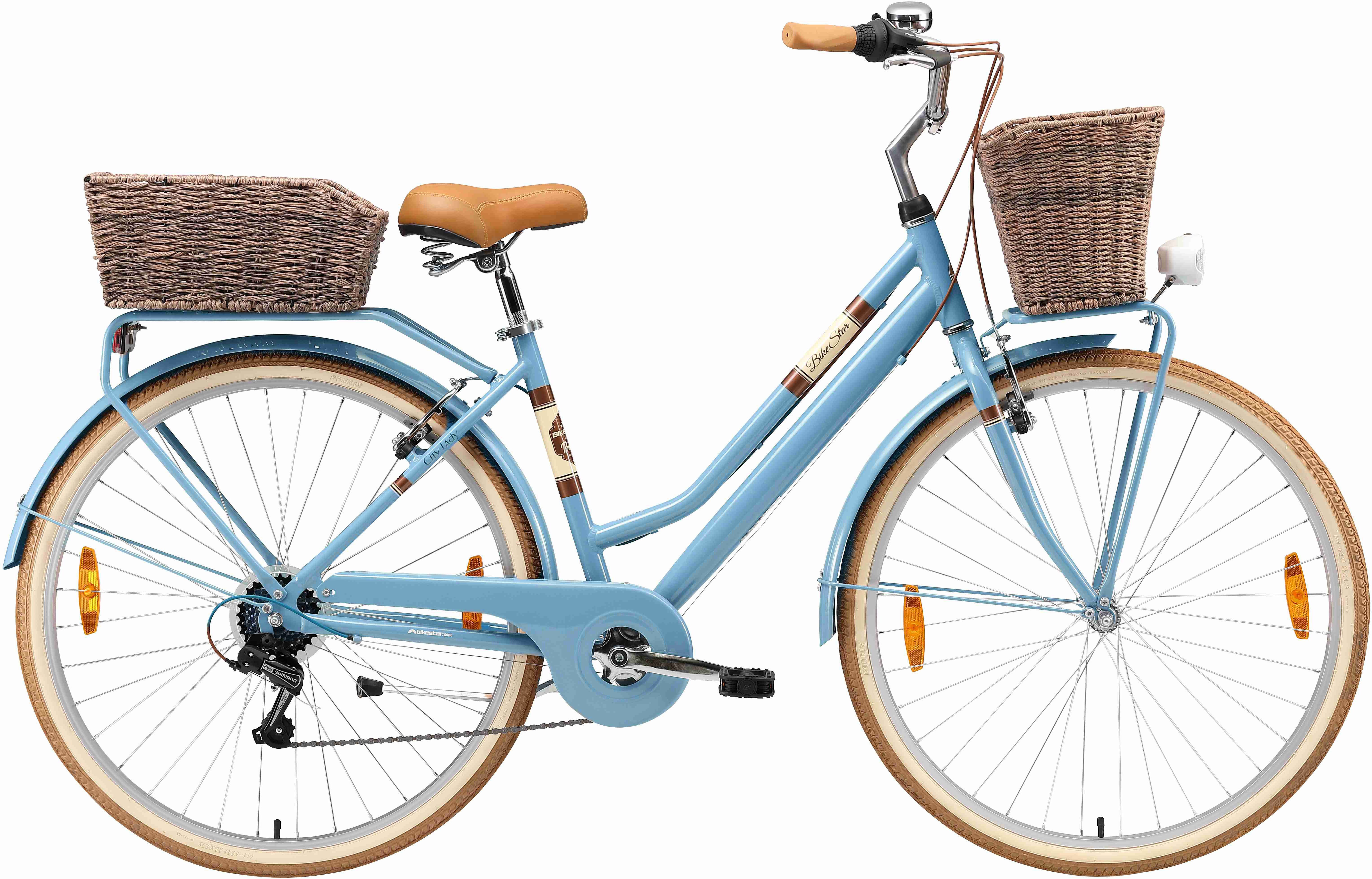 Bikestar Cityrad, 7 Gang Shimano RD-TY21 Schaltwerk, Kettenschaltung, für Damen, Kettenschaltung