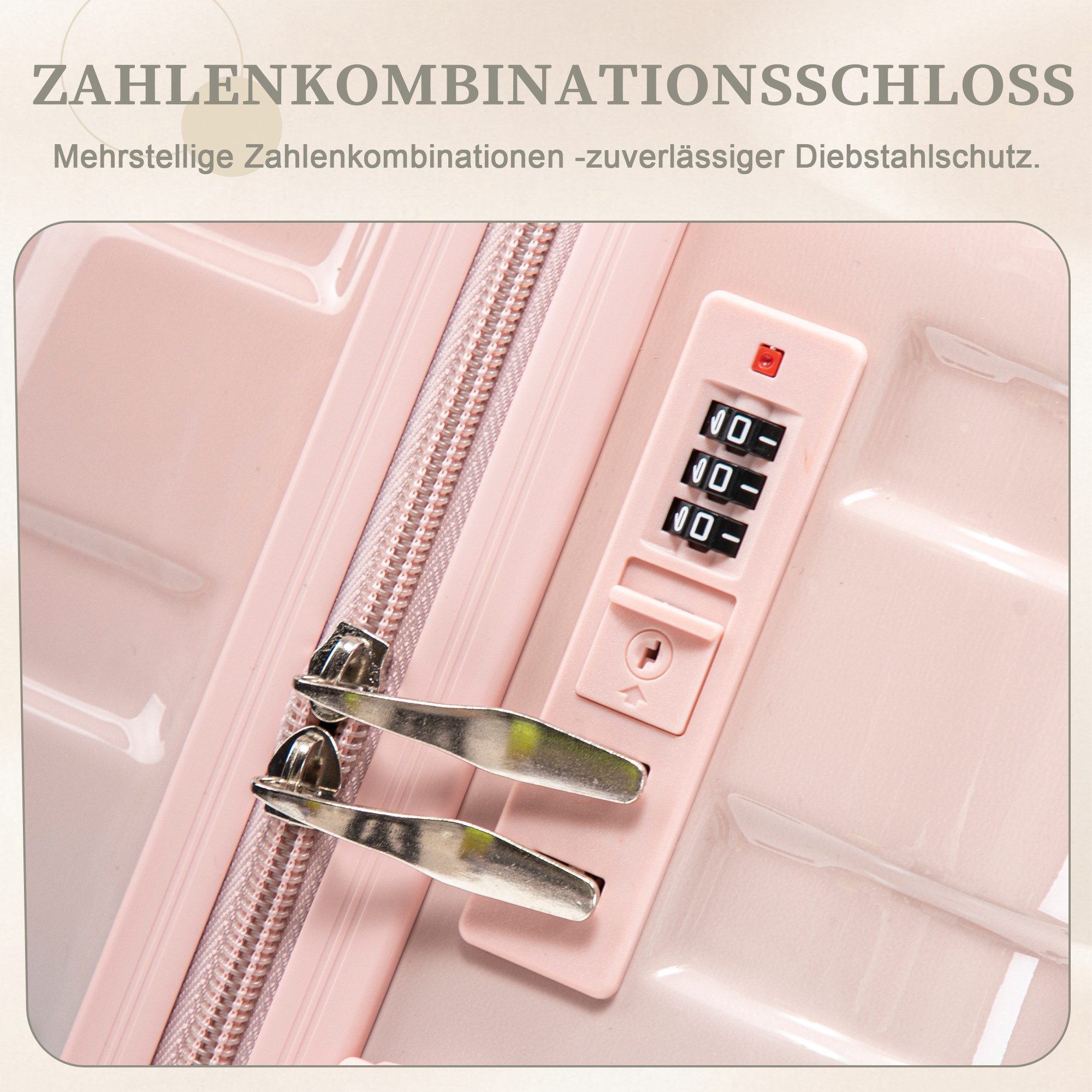i@home Kofferset 14"/20" 2-teiliger Koffer, 4 Rollen, (2 tlg), PC-Spinner-Kofferset mit Zahlenschloss & 14" Kosmetiktasche – Bild 5 von 5