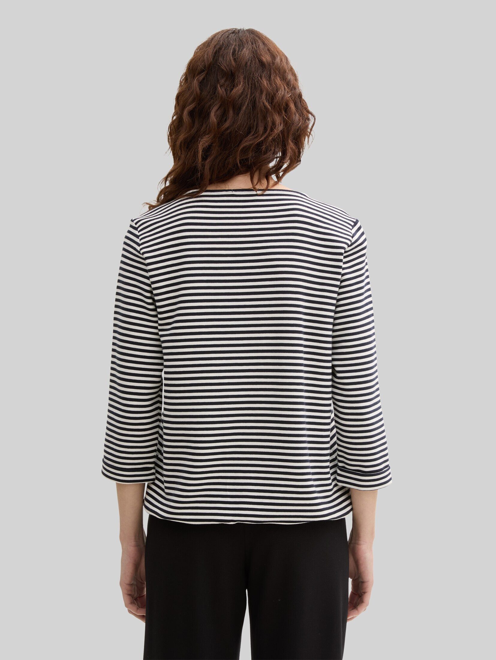 TOM TAILOR 3/4-Arm-Shirt T-Shirt (im Einserpack) Langarmshirt mit Knopf-Details