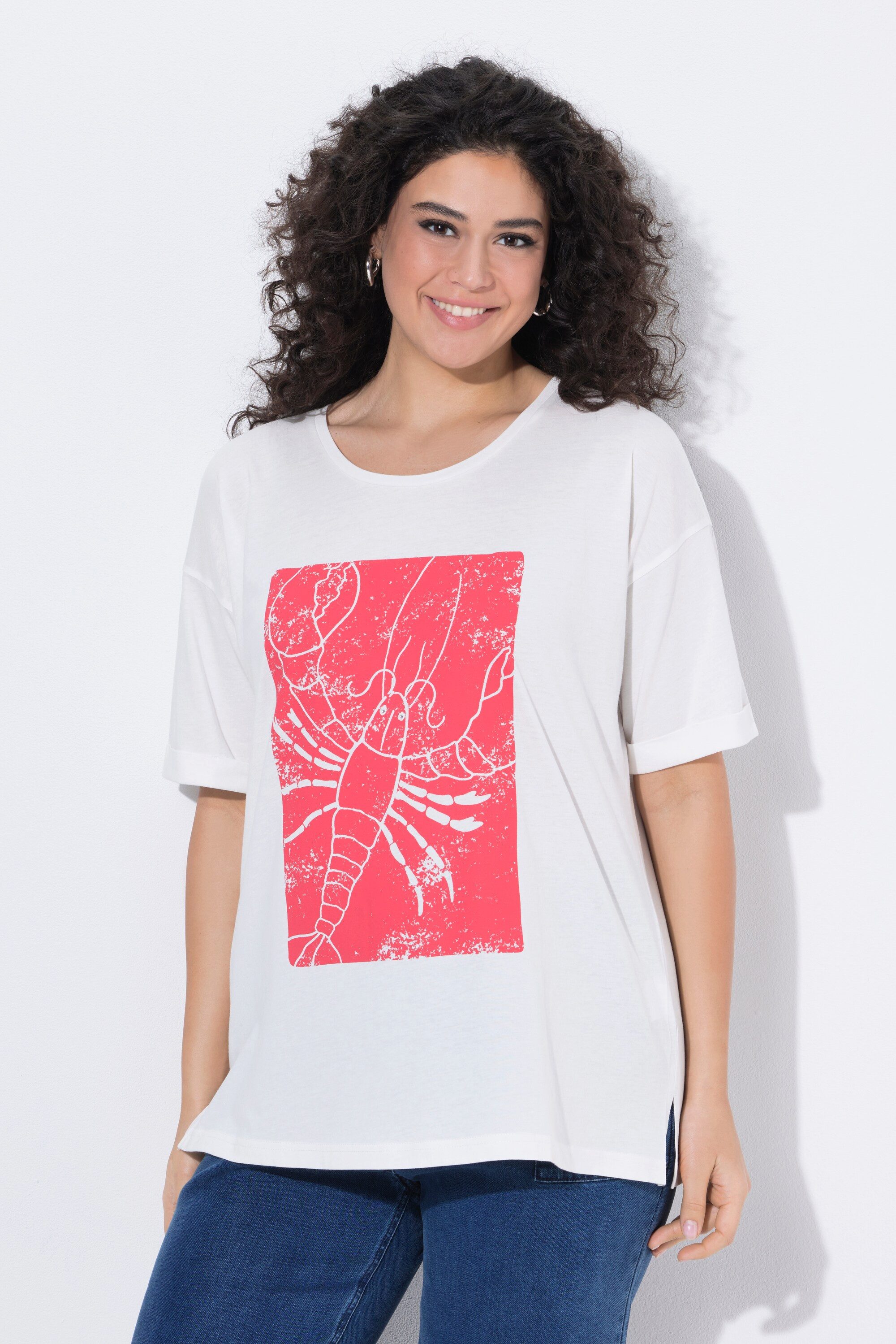 Ulla Popken T-Shirt T-Shirt Hummer Rundhals Halbarm Modalmix