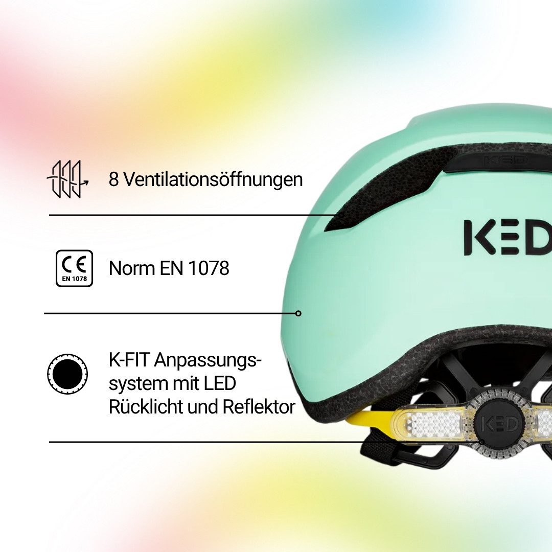 KED Fahrradhelm Pop II Lite Kinderhelm, Mit Ultraleichtem Design Und Sicherem K-FIT System