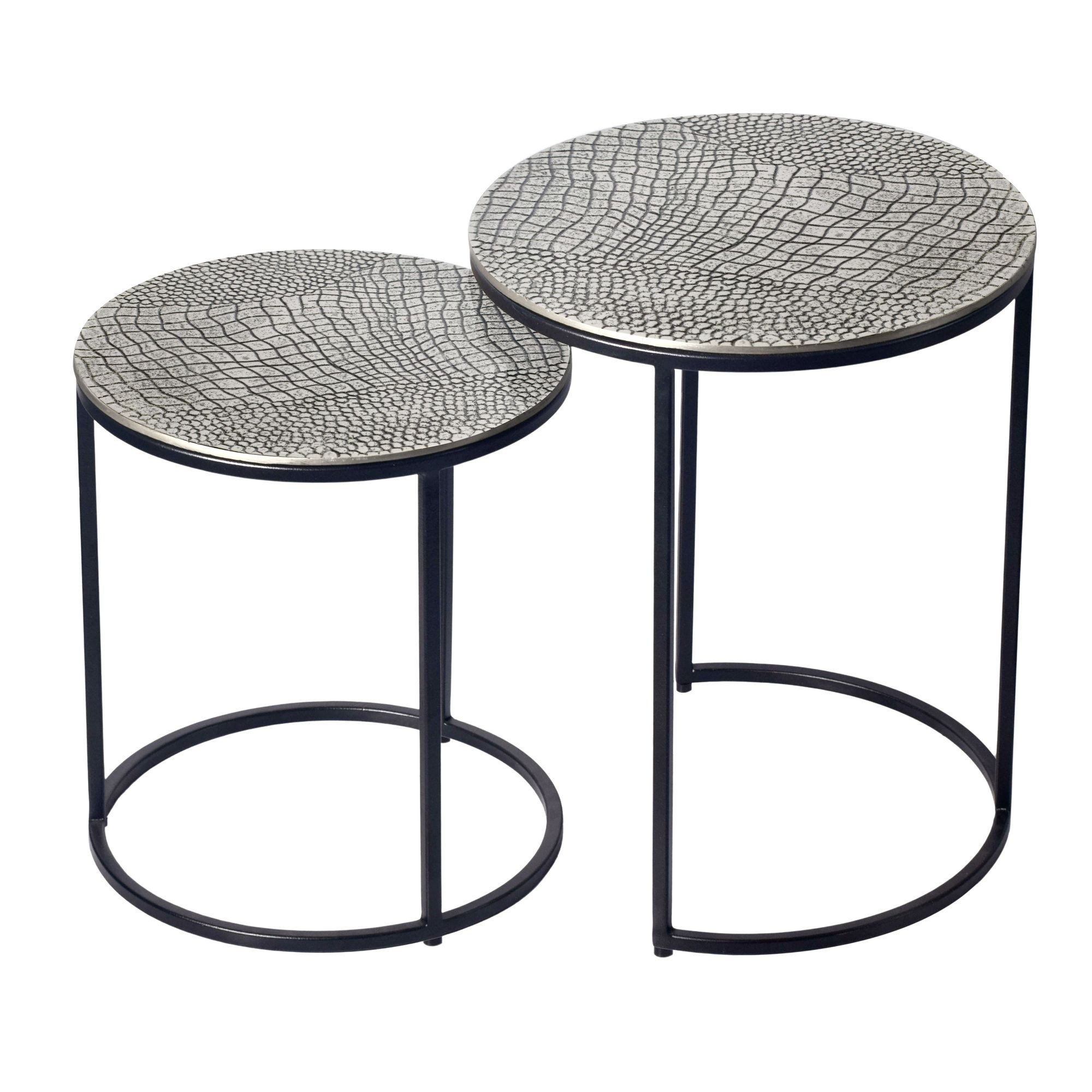 Wohnling Beistelltisch WL7.347 Metall Beistelltisch Alu Wohnzimmertisch Couchtisch Aluminium (Dekorative Ablage mit strukturierter Oberfläche), Kompakte Tische für moderne Wohnräume