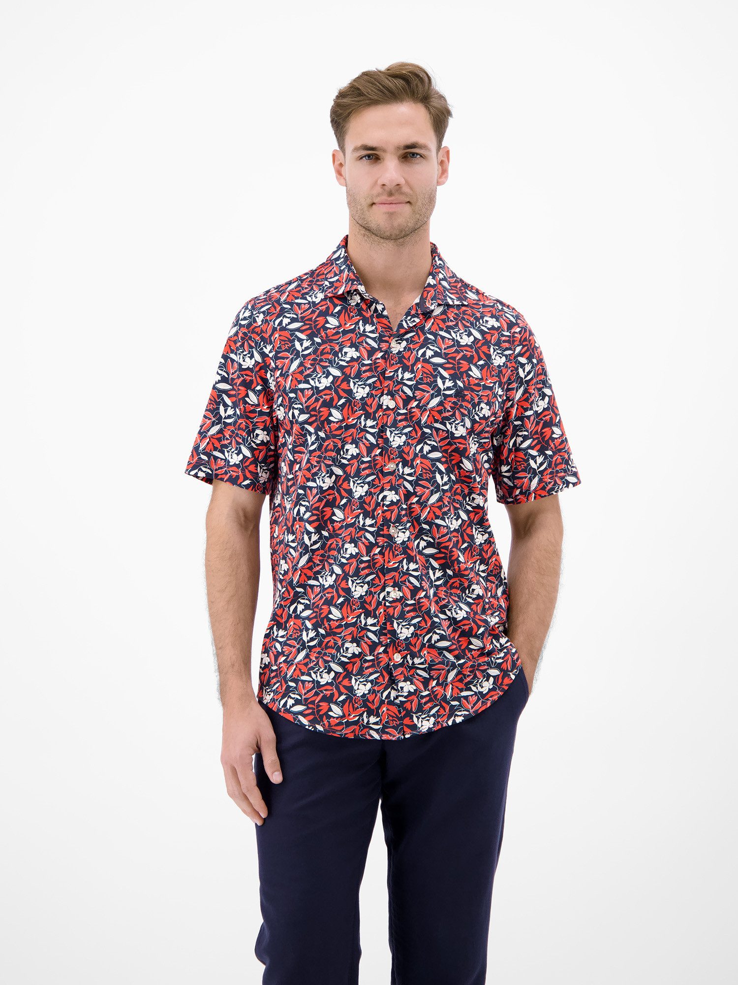 LERROS Kurzarmhemd 1/2 Hemd aus 100 % Baumwolle, floral bedruckt