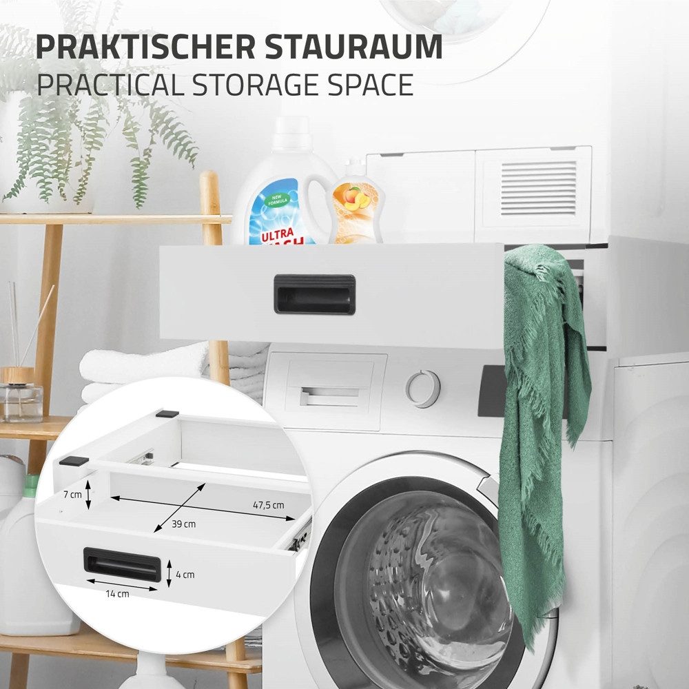 ML-DESIGN Zwischenbaurahmen Waschmaschinenzubehör Stapelrahmen Verbindungrahmen für Trockner (1-St), Waschmaschinen Zwischenbausatz mit Schublade 60,5x54x15cm Stahl Weiß