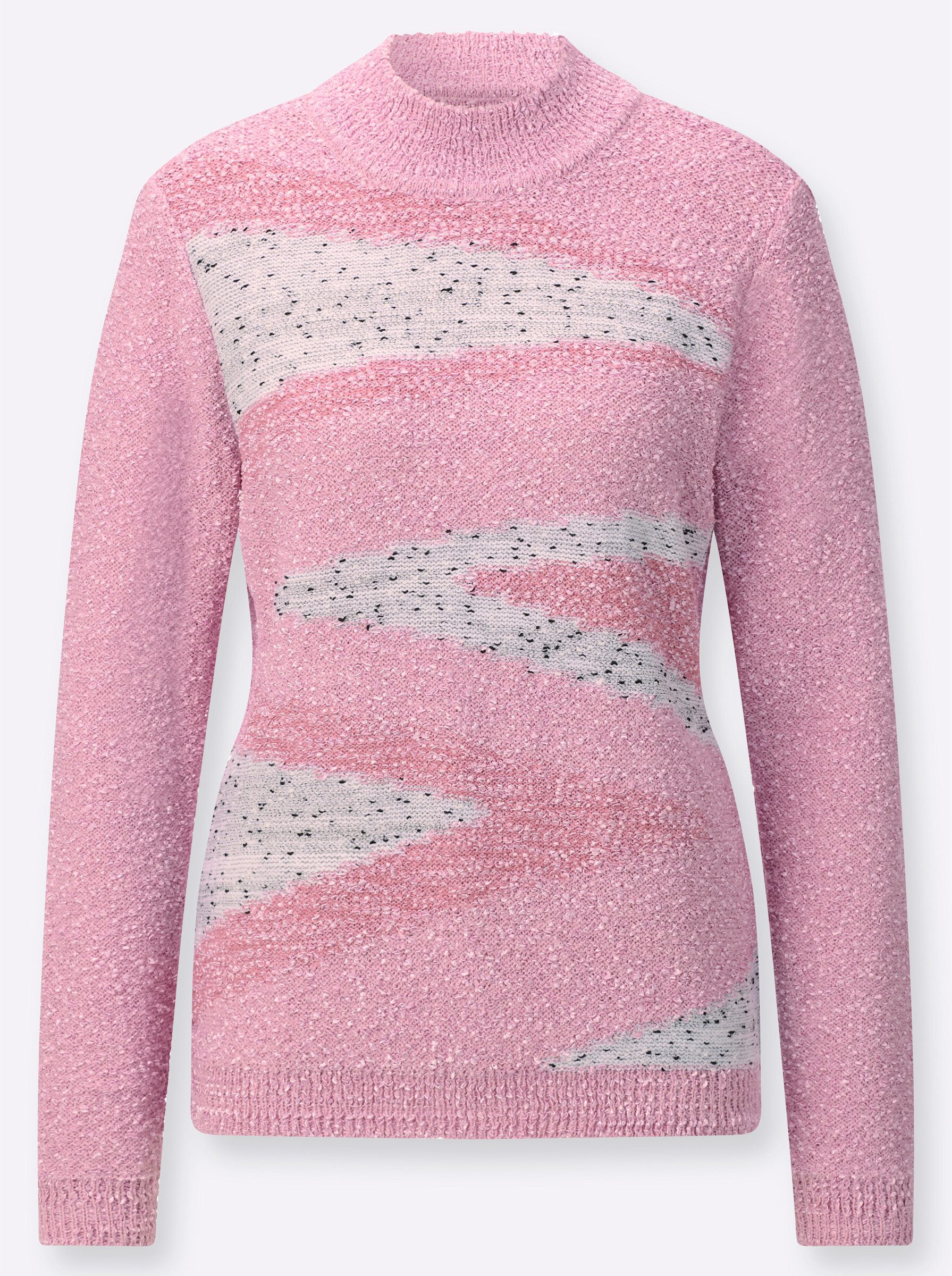 Strickpullover Stehkragen-Pullover Langarm Links-Strick